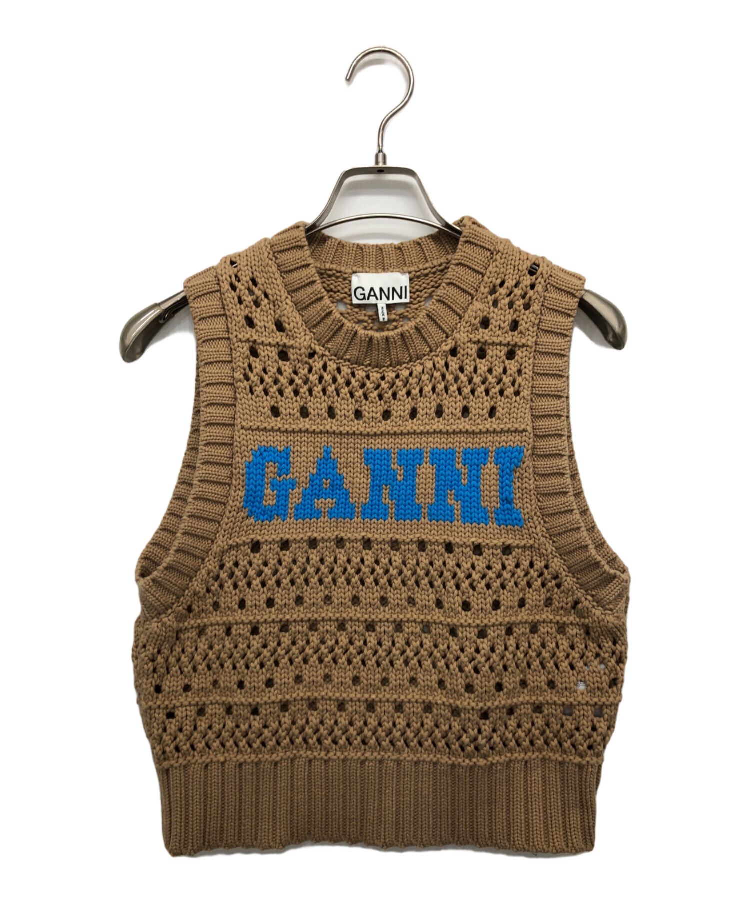 GANNI パデッドベスト 中古・古着通販】GANNI (ガニー) Cotton Rope Short Vest ブラウン