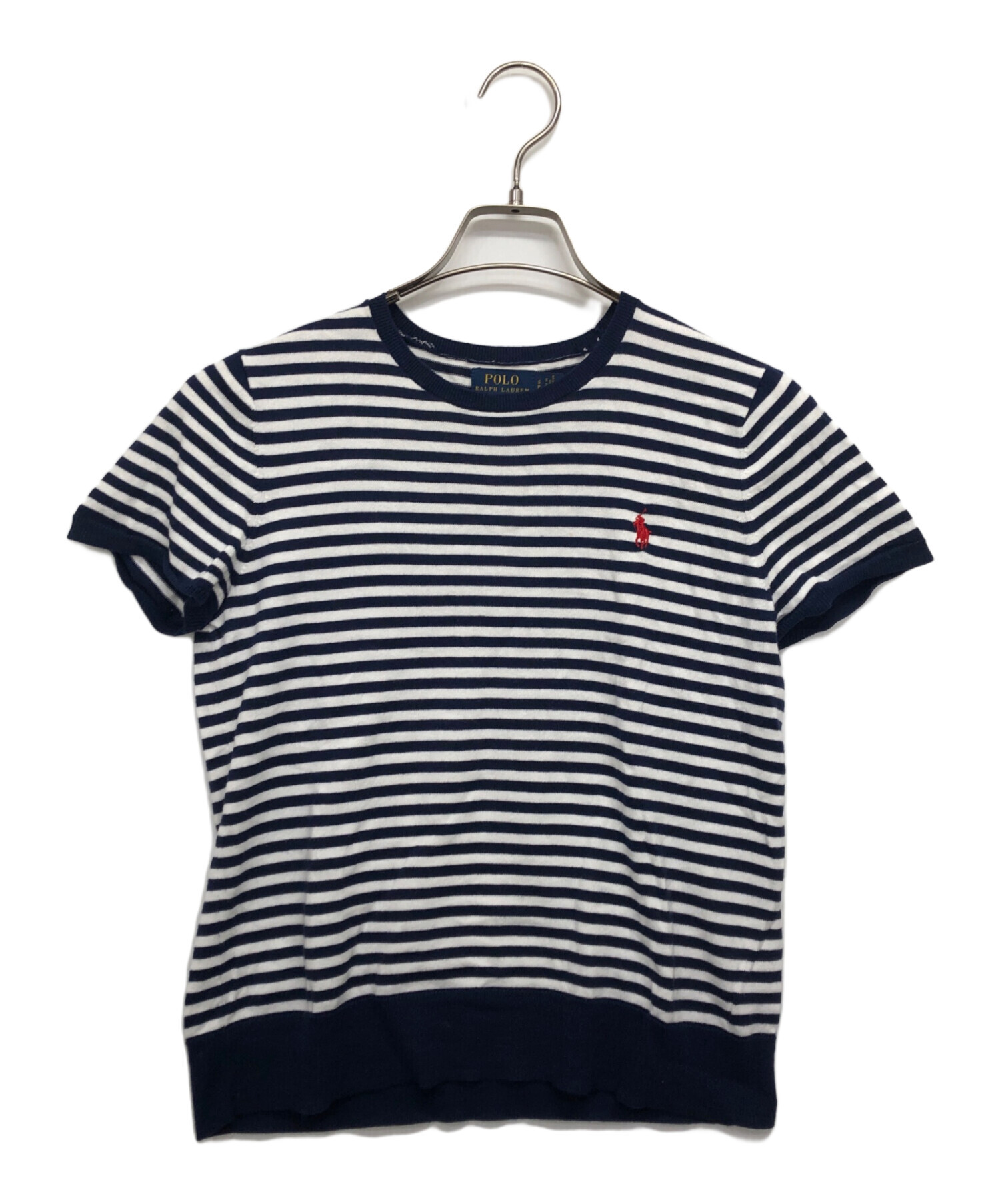 POLO RALPH LAUREN：半袖ニット　ボーダー　金ボタン POLO RALPH LAUREN：半袖ニット ボーダー 金ボタン