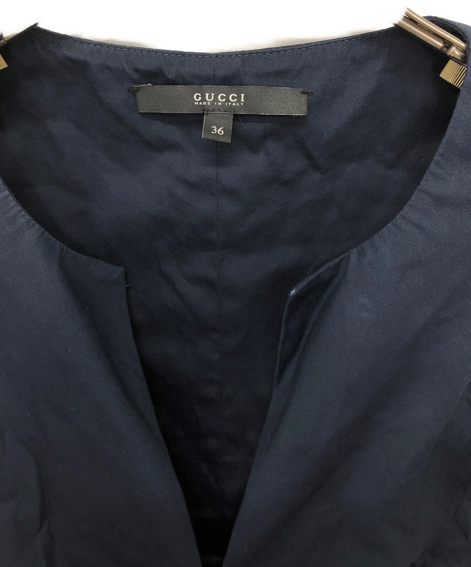 中古・古着通販】GUCCI (グッチ) ノースリーブブラウス ネイビー 
