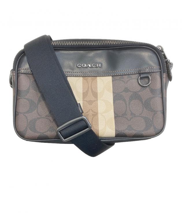 COACH ショルダーバッグ シグネチャー レザー コンビ 中古・古着通販】COACH (コーチ) レザー切替シグネチャーショルダー