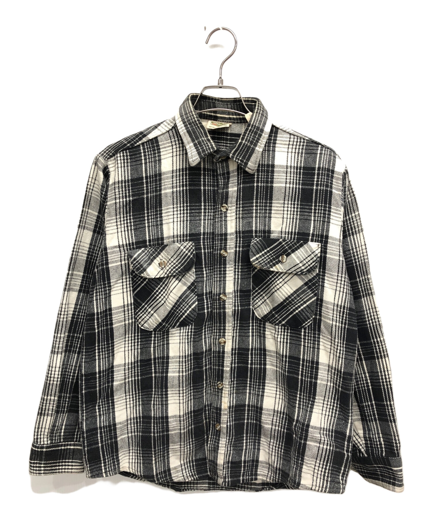 70s〜 FIVE BROTHER ファイブブラザー 白黒チェック ネルシャツ 70s 80s ファイブブラザー ヴィンテージ ヘビーネルシャツ 白黒