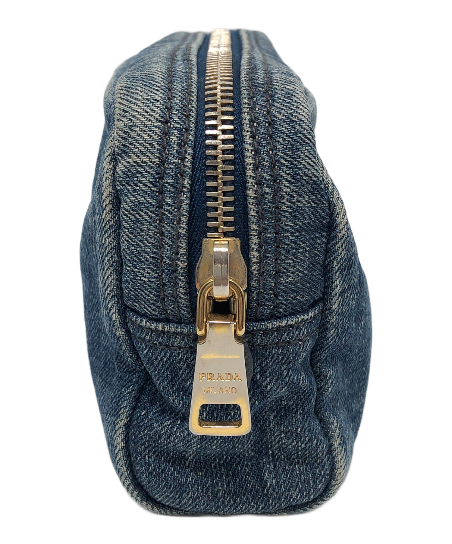 中古・古着通販】PRADA (プラダ) 三角プレートロゴデニムポーチ