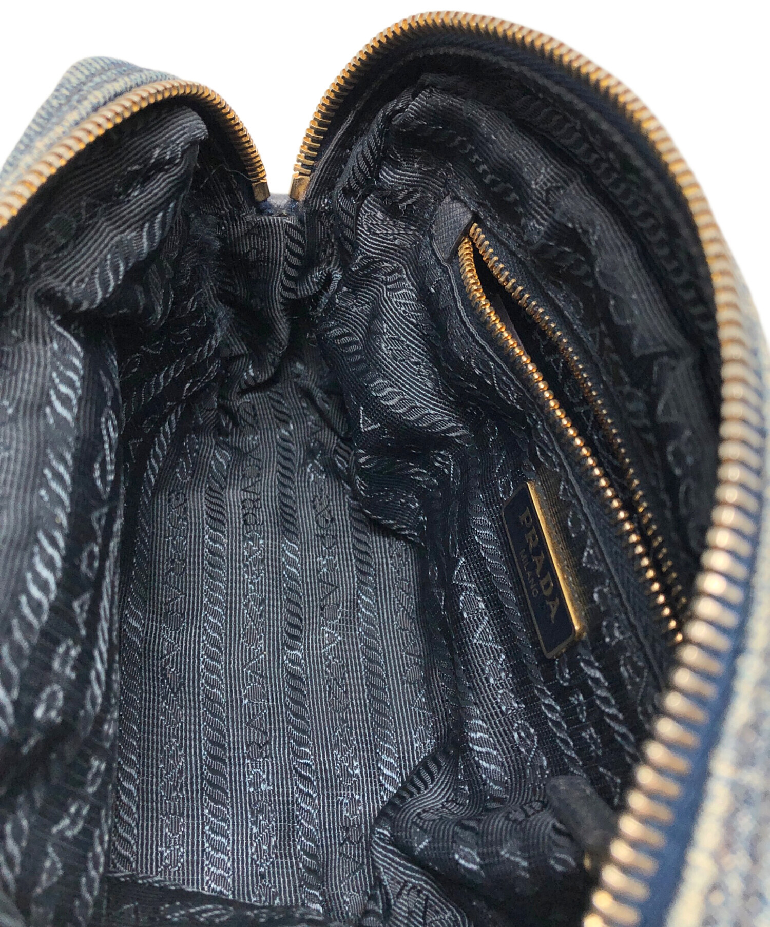 中古・古着通販】PRADA (プラダ) 三角プレートロゴデニムポーチ