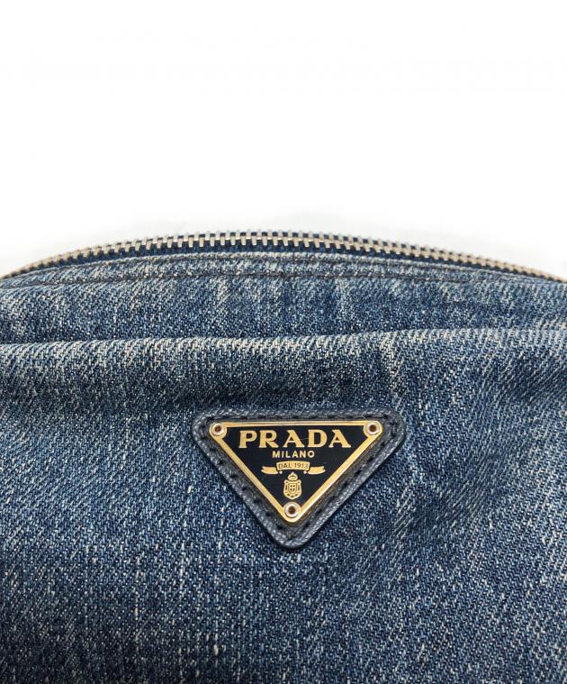 中古・古着通販】PRADA (プラダ) 三角プレートロゴデニムポーチ