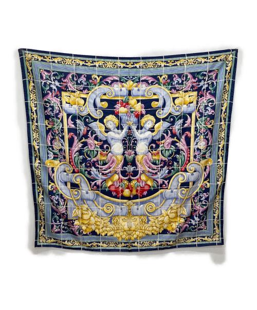 【希少】ロエベ シルクブラウス スカーフ柄 馬 マルチカラー Lサイズ バロック 希少】ロエベ シルクブラウス スカーフ柄 馬 マルチカラー Lサイズ