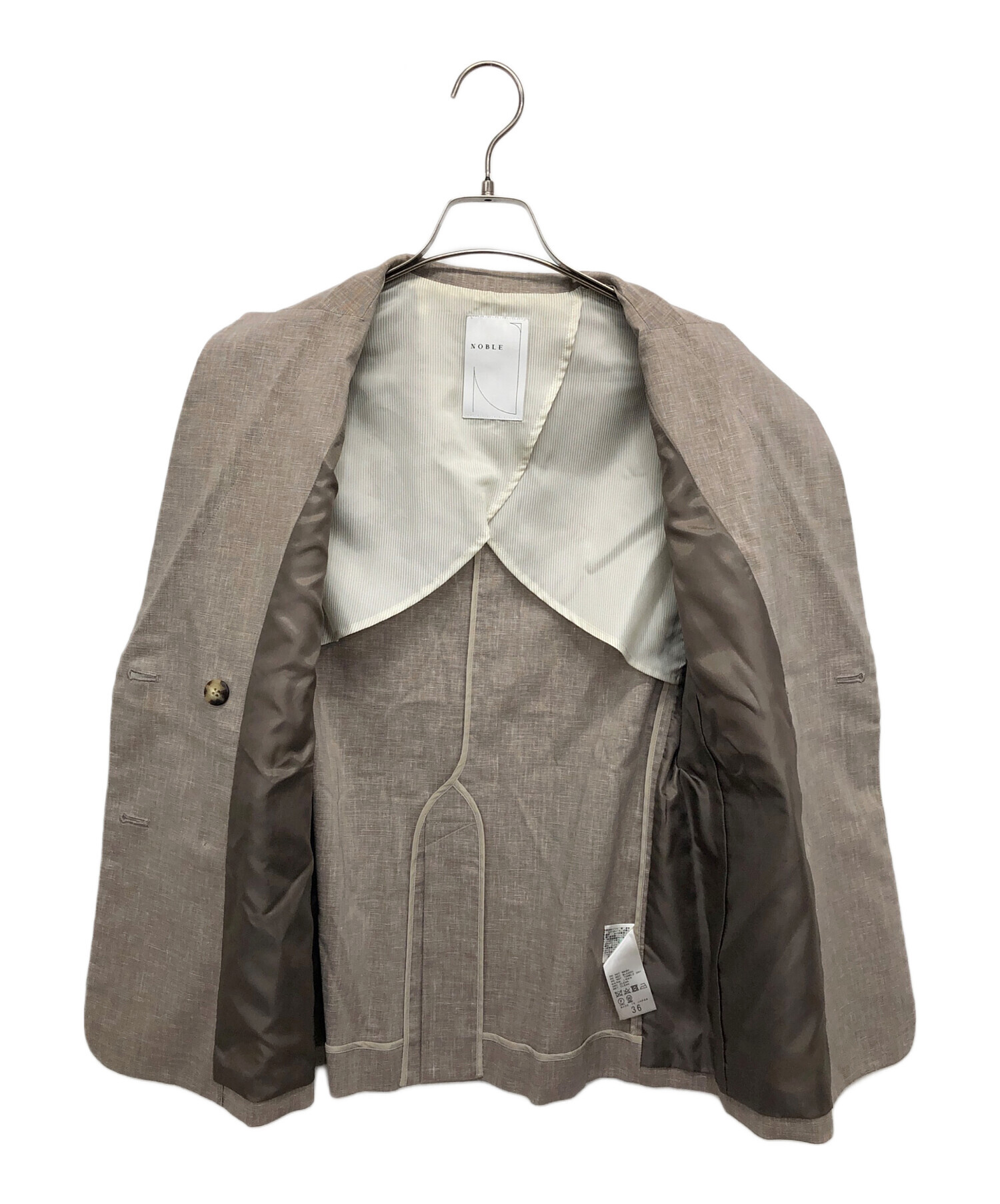 NOBLE 麻ストレッチピークドラペルダブルジャケット　グレー　ベージュ 追加》麻ストレッチピークドラペルダブルジャケット 2（テーラード