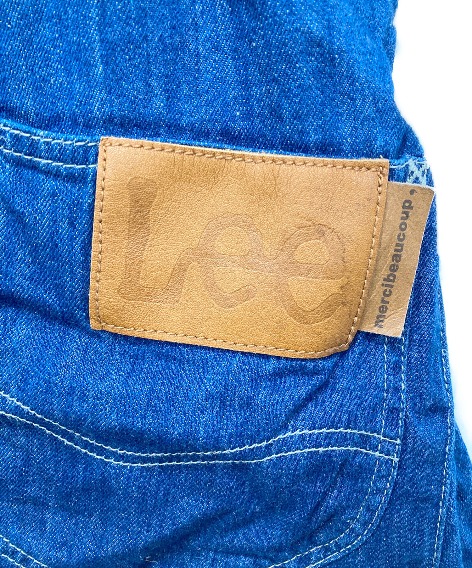 美品 メルシーボークー × Lee デニム 変形スカート 大きめポケット S 美品 メルシーボークー × Lee デニム 変形スカート 大きめポケット S