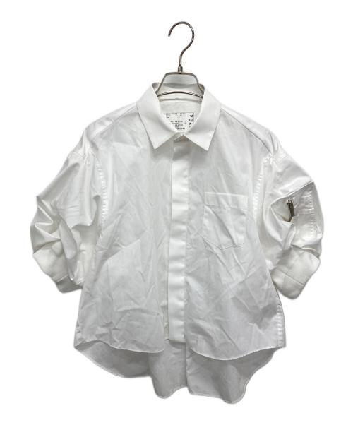 sacai サカイ ショート丈 ワイドシャツ 半袖 肩ジップ 中古・古着通販】sacai (サカイ) 袖ジップ半袖シャツ ホワイト