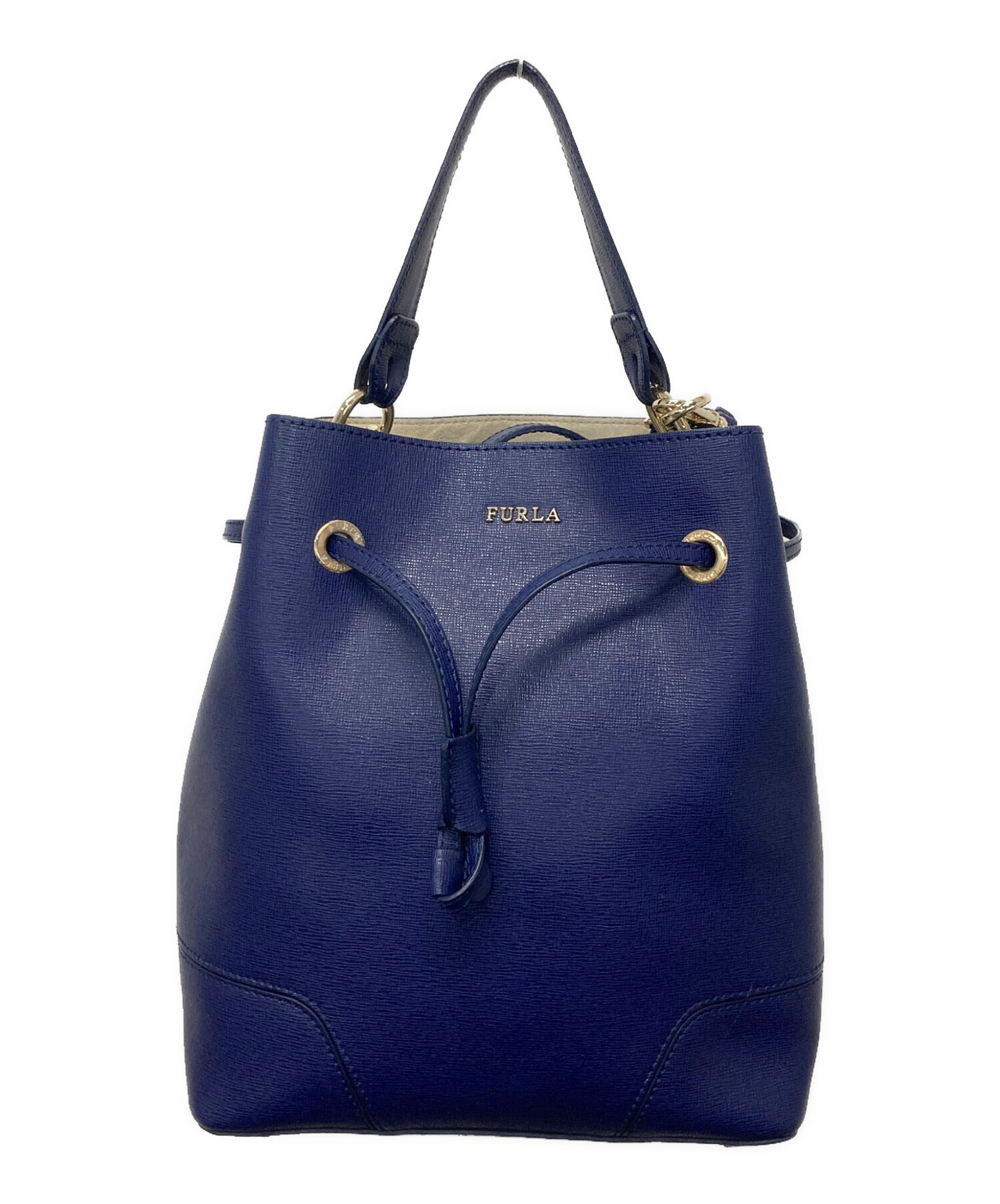 【未使用級】フルラ 2way ステイシー ショルダーバッグ レザー 巾着 黒 極美品/ポーチ付き】フルラ ステイシー 2way ショルダーバッグ レザー