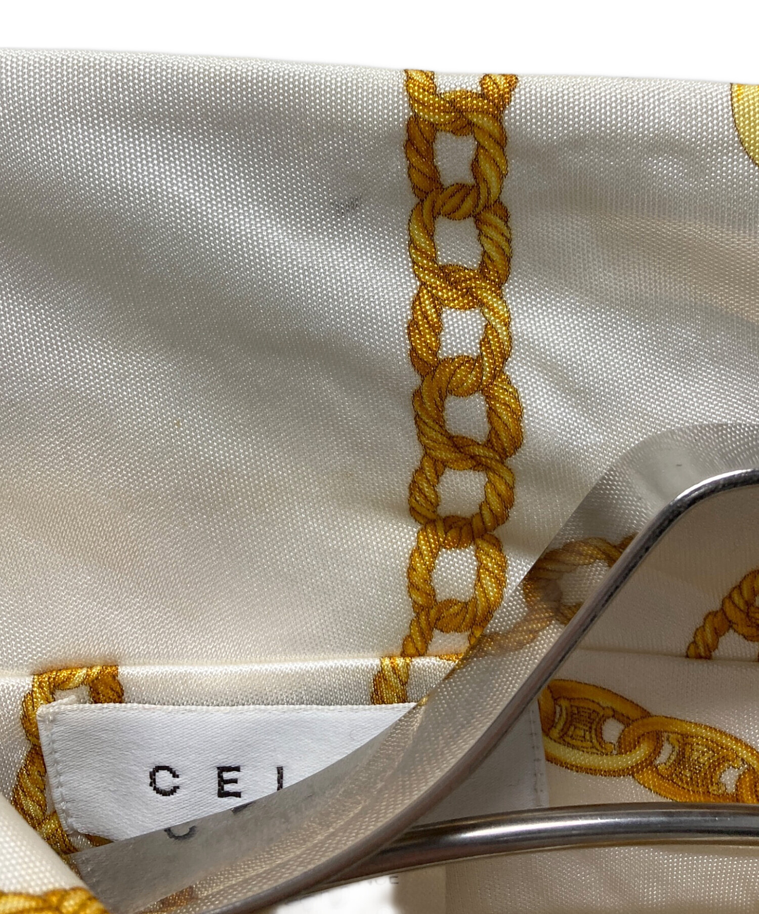 中古・古着通販】CELINE (セリーヌ) チェーン柄シャツ ホワイト サイズ