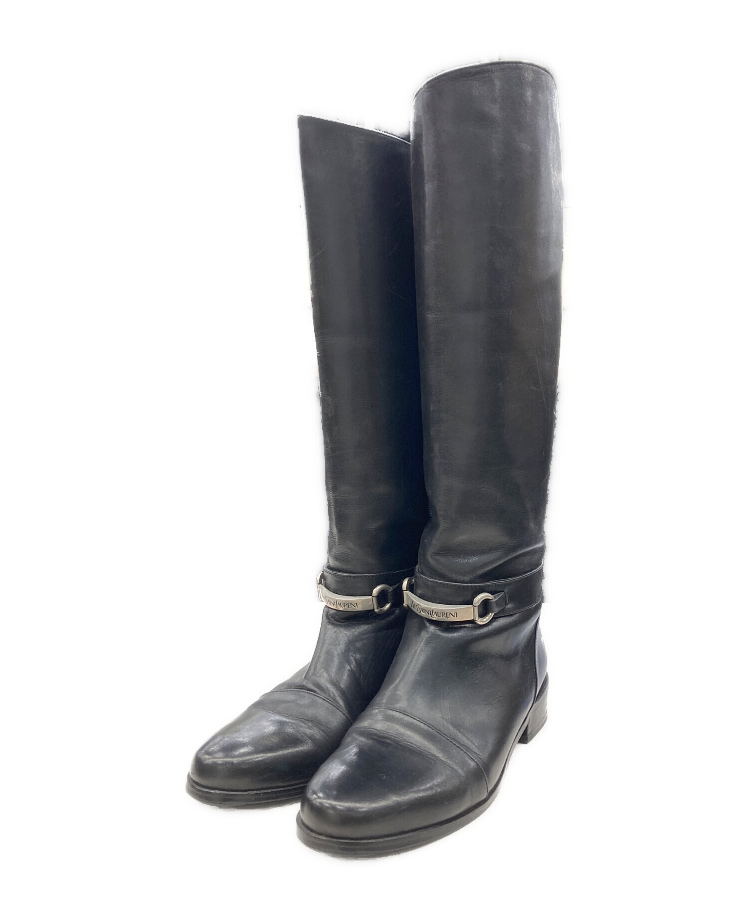 Yves Saint Laurent イブサンローラン　ブーツ　ブラック 中古・古着通販】Yves Saint Laurent (イヴサンローラン) ロングブーツ