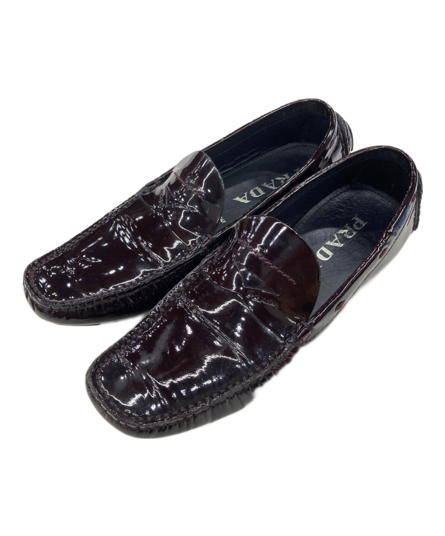 中古・古着通販】PRADA (プラダ) レザードライビングシューズ ブラウン