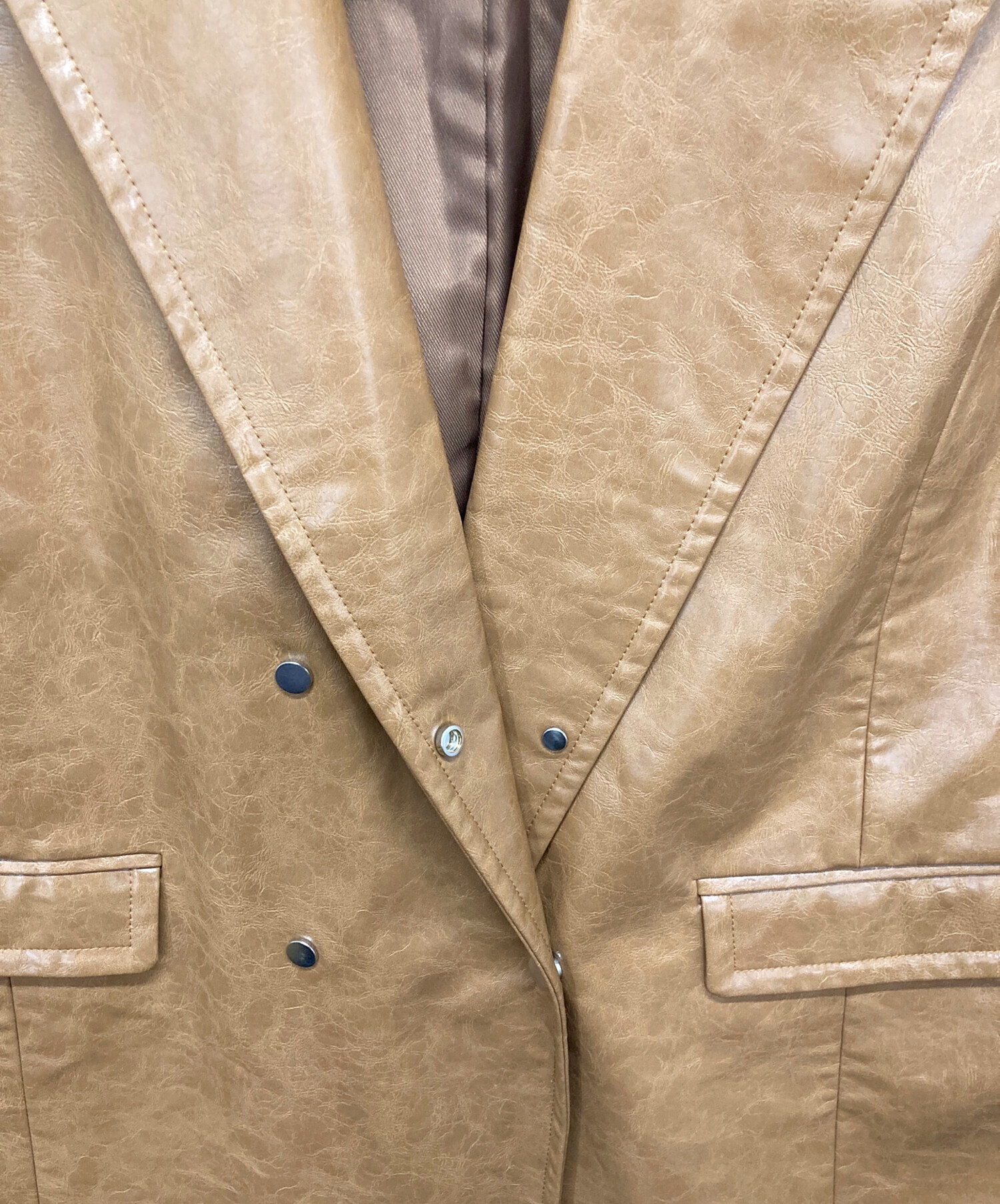 中古・古着通販】Ameri (アメリ) CRASH FAKE LEATHER N/S JACKET