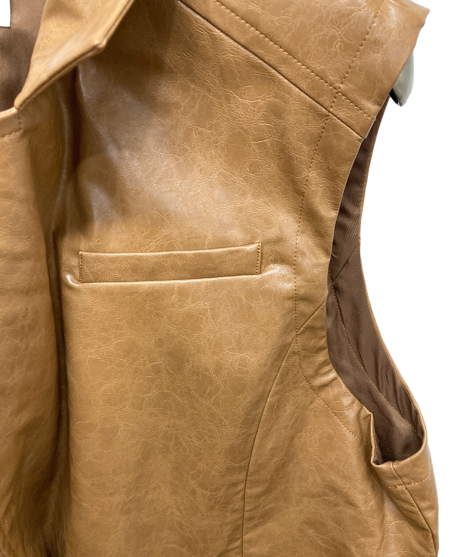 中古・古着通販】Ameri (アメリ) CRASH FAKE LEATHER N/S JACKET