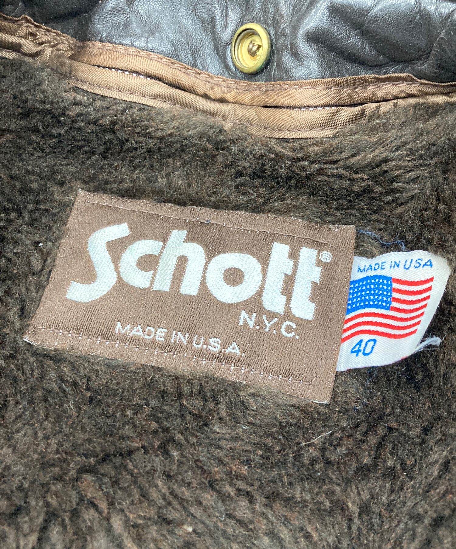 美品 Schott ショット レザージャケット ボアライナー A-2 40 茶 美品 Schott ショット レザージャケット ボアライナー A-2 40 茶