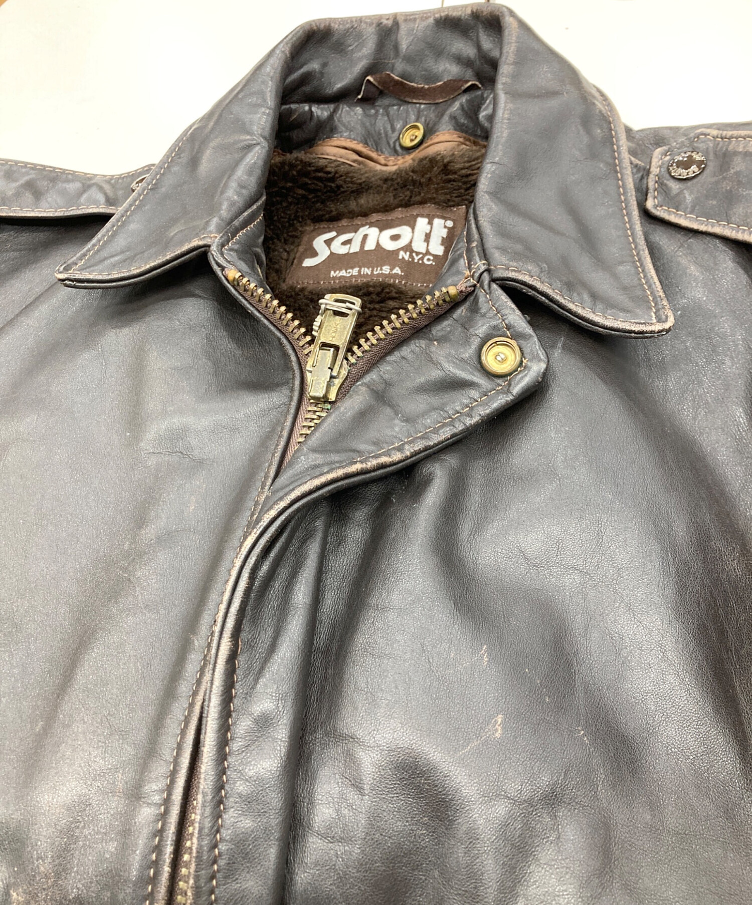 中古・古着通販】Schott (ショット) A-2ボアライナー付レザー