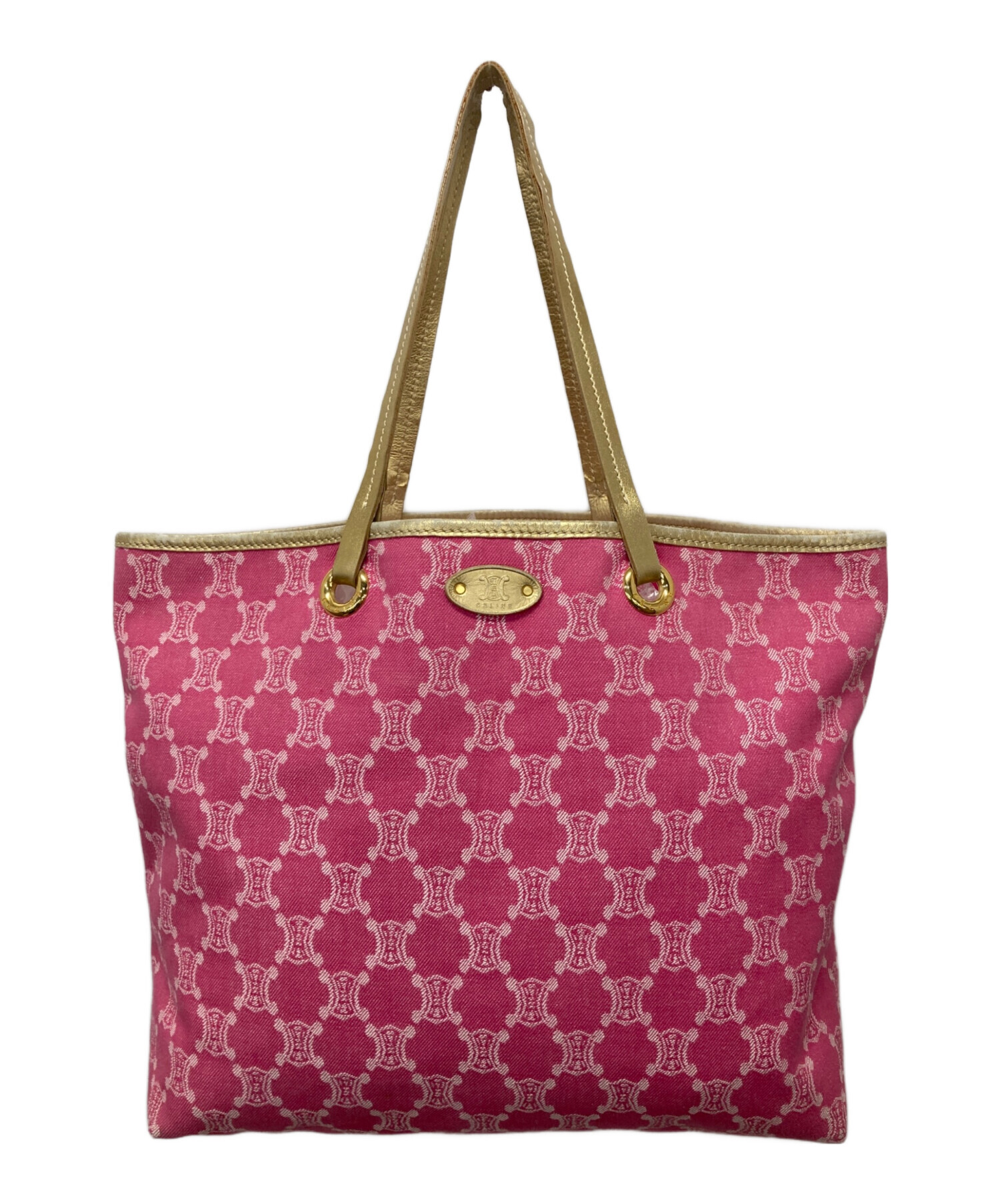 セリーヌ CELINE マカダムピンクキャンバス レザートートバッグ セリーヌ CELINE マカダムピンクキャンバス レザートートバッグ