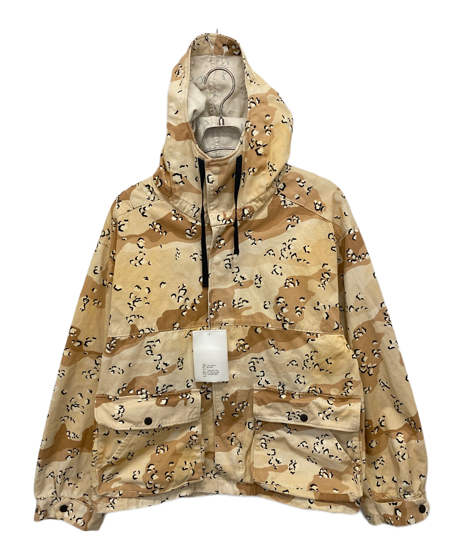 中古・古着通販】ANCELLM (アンセルム) CAMO ZIPUP HOODIE ブラウン