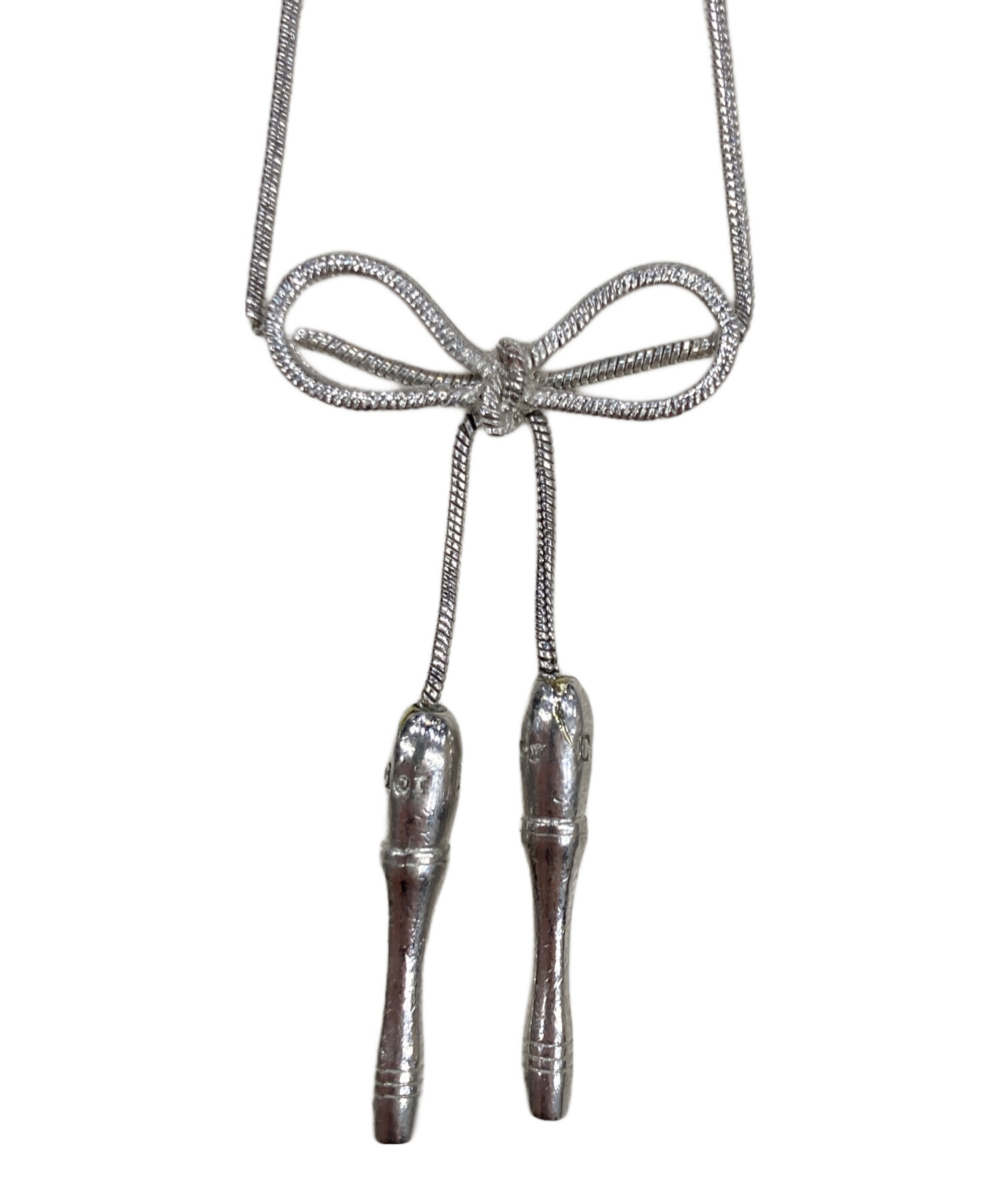 【美品】Christina Dior シルバー ネックレス　縄跳び　リボン 中古・古着通販】Christian Dior (クリスチャン ディオール) リボン