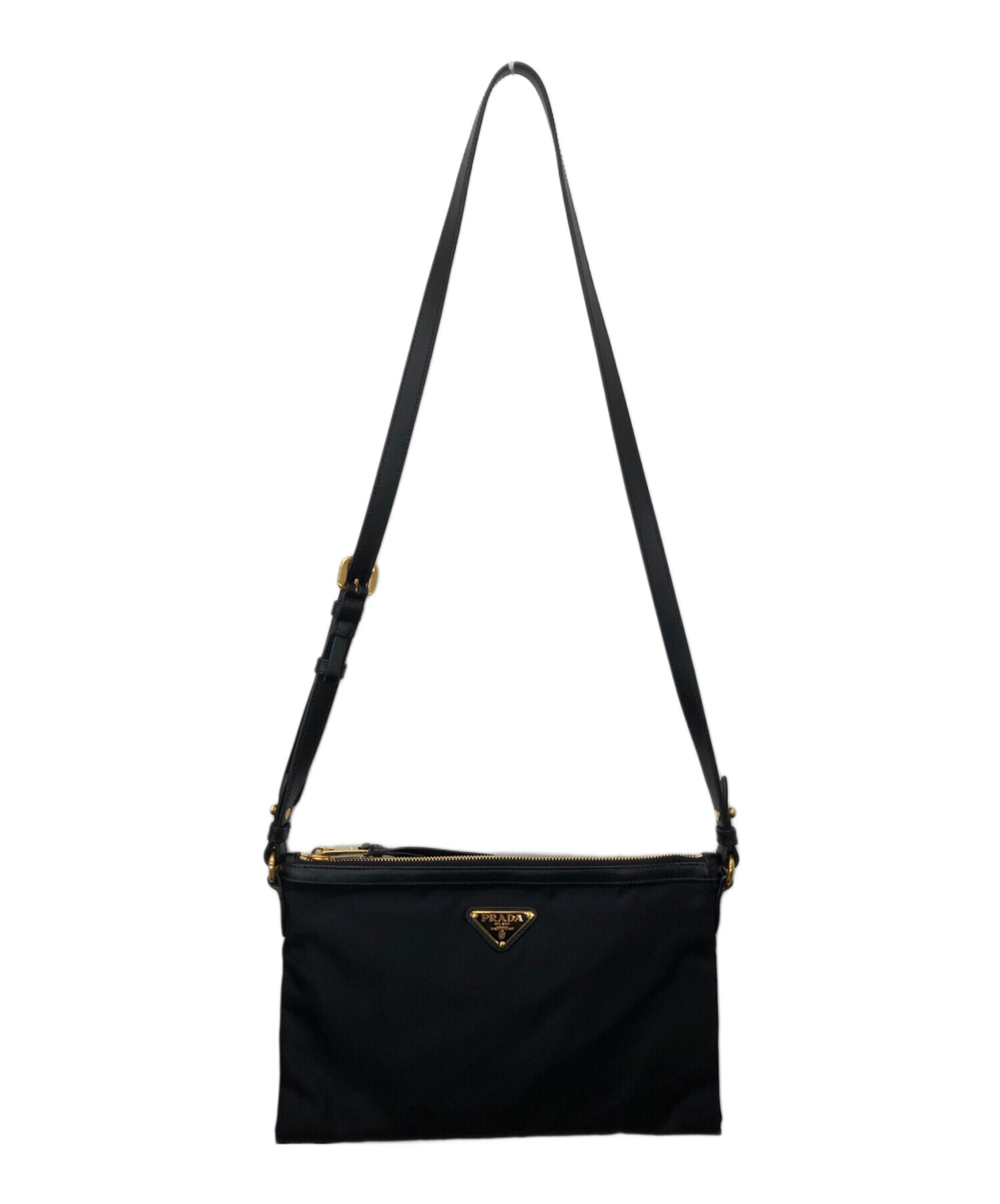 PRADA　ナイロンショルダーバッグ 中古・古着通販】PRADA (プラダ) ナイロンショルダーバッグ ブラック