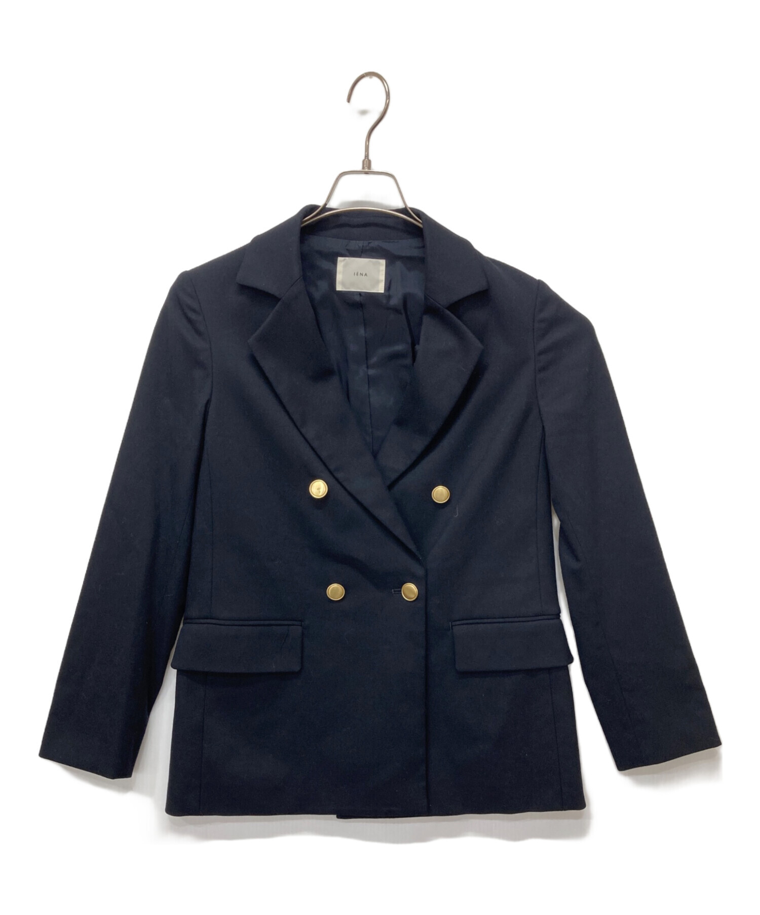 【美品】IENA イエナ ダブルブレストジャケット 36 ネイビー 中古・古着通販】IENA (イエナ) T/Rツイル ダブルブレストジャケット