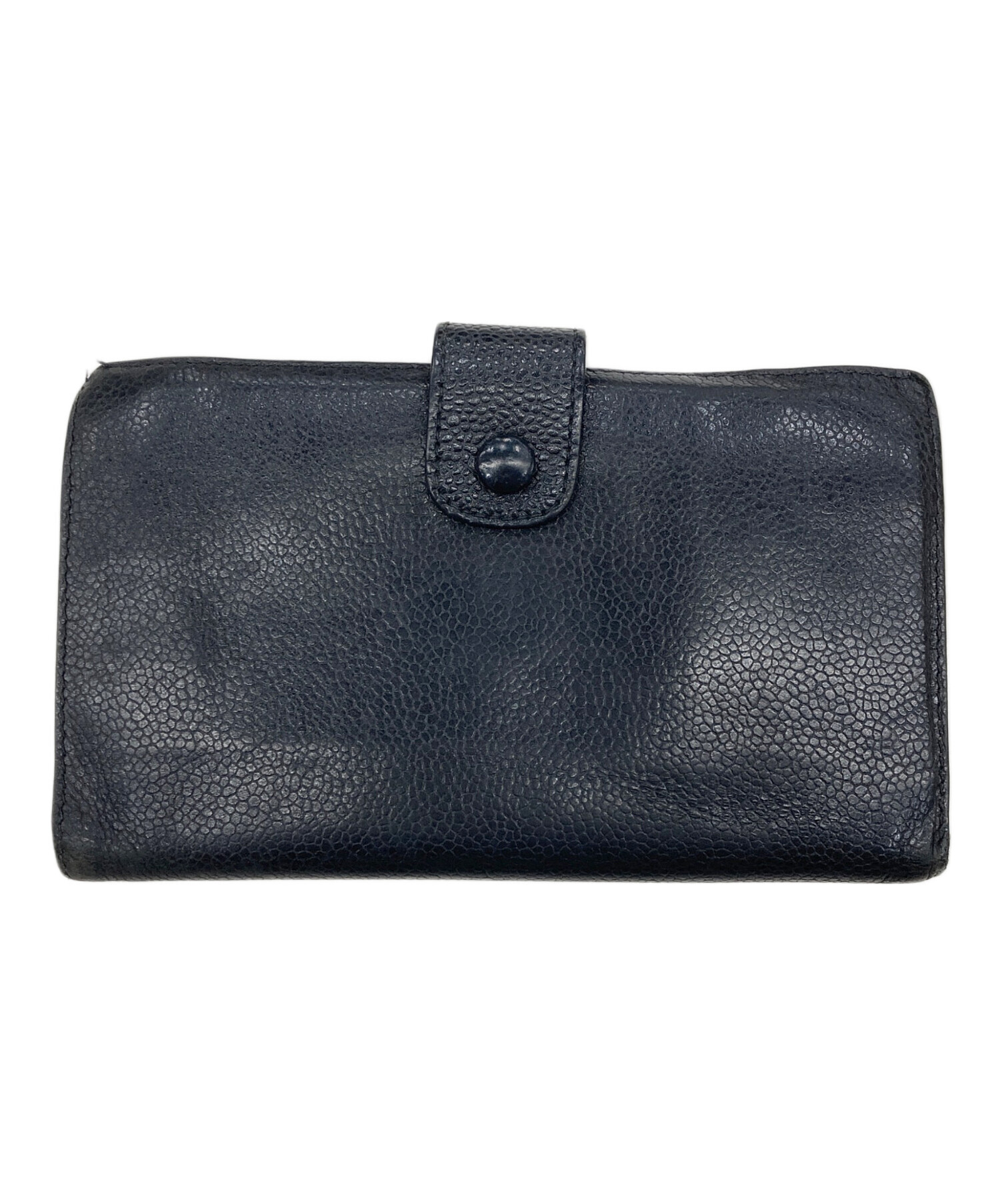 中古美品✨CHANEL ブラック レザー 二つ折り財布 ココマーク 希少】シャネル CHANEL ココマーク 二つ折り財布 レザー ブラック 中古