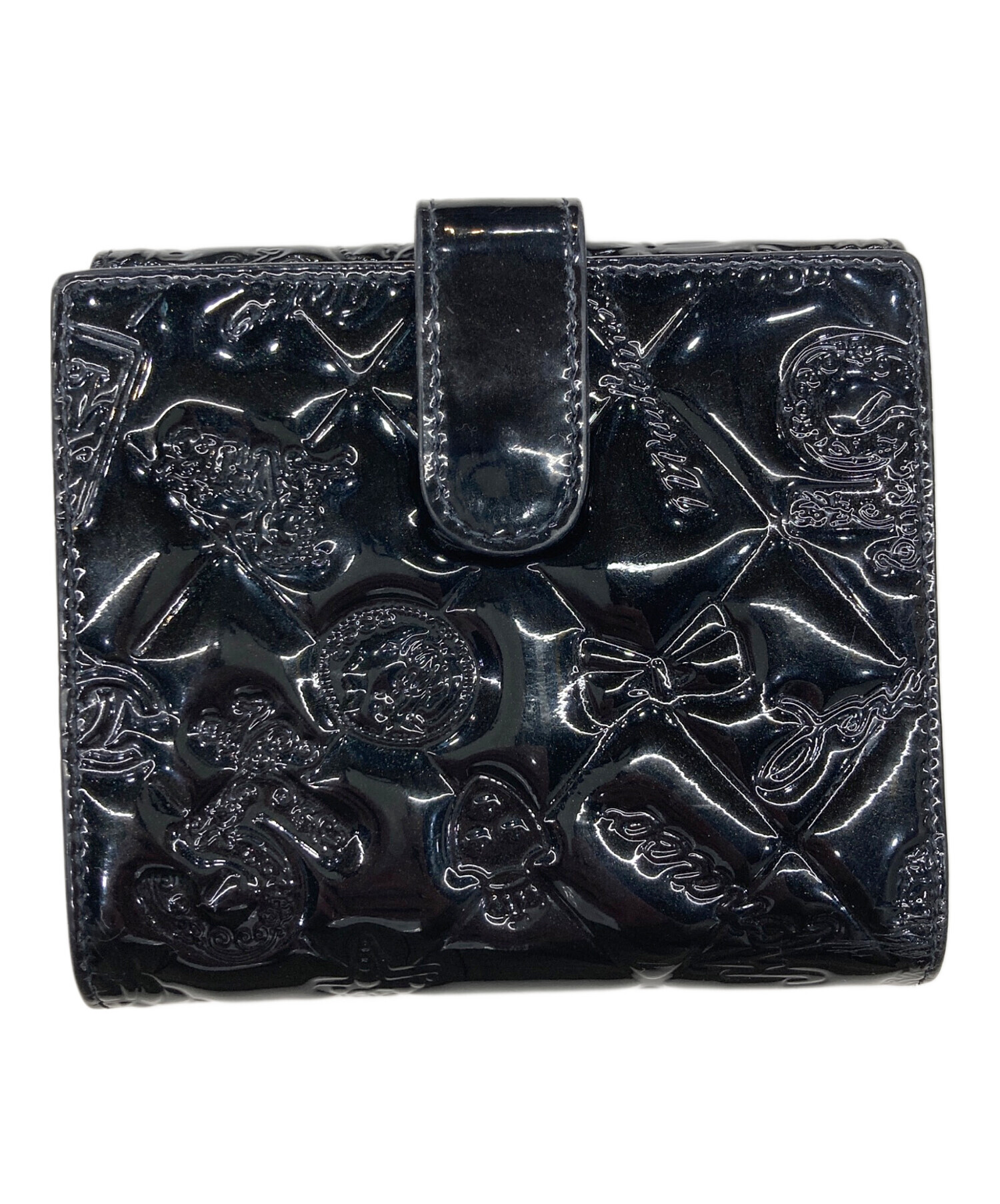 CHANEL アイコンライン エナメル 長財布 オレンジ 中古・古着通販】CHANEL (シャネル) アイコンラインエナメル3つ折り