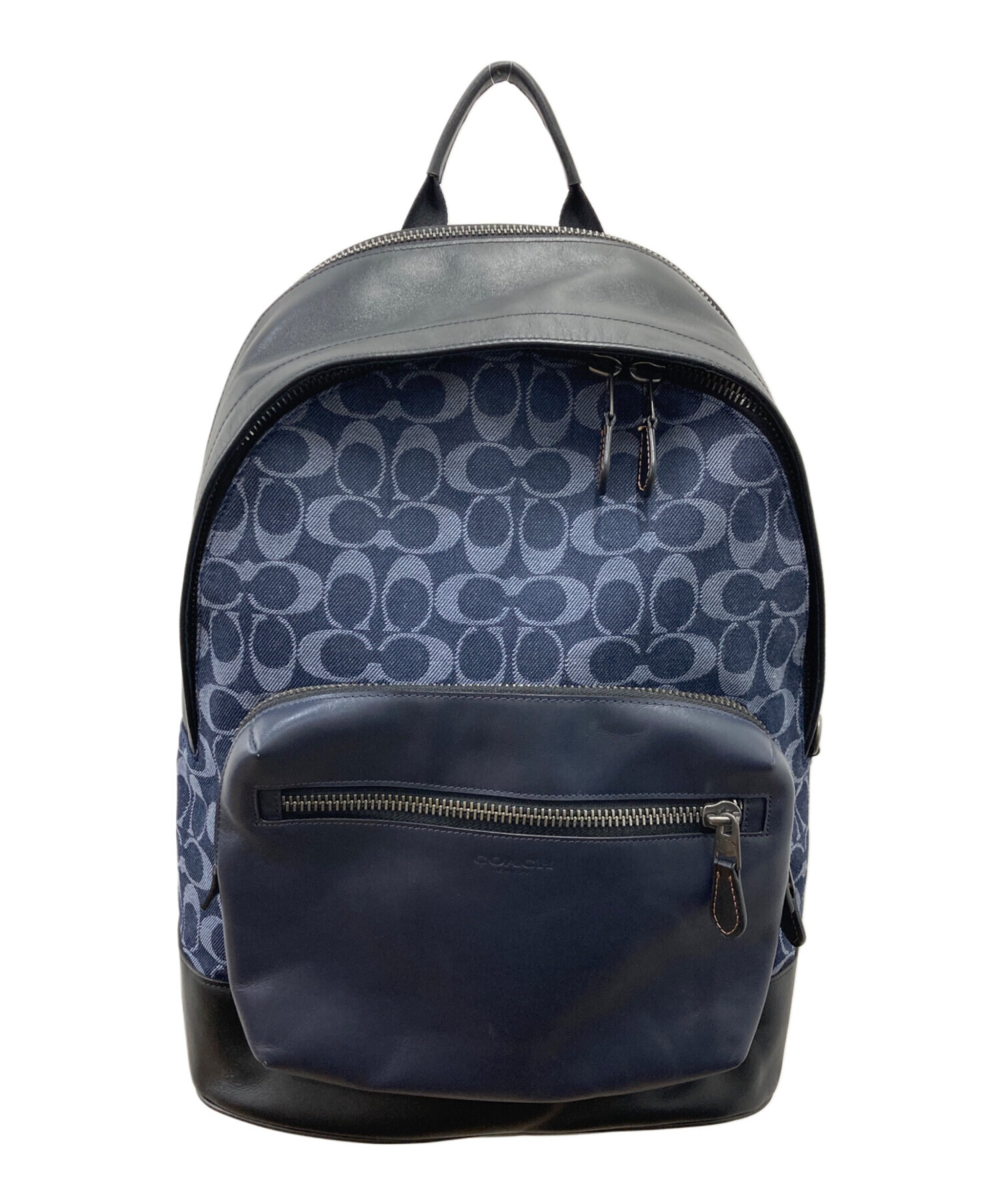 中古・古着通販】COACH (コーチ) シグネチャーレザーリュック ネイビー