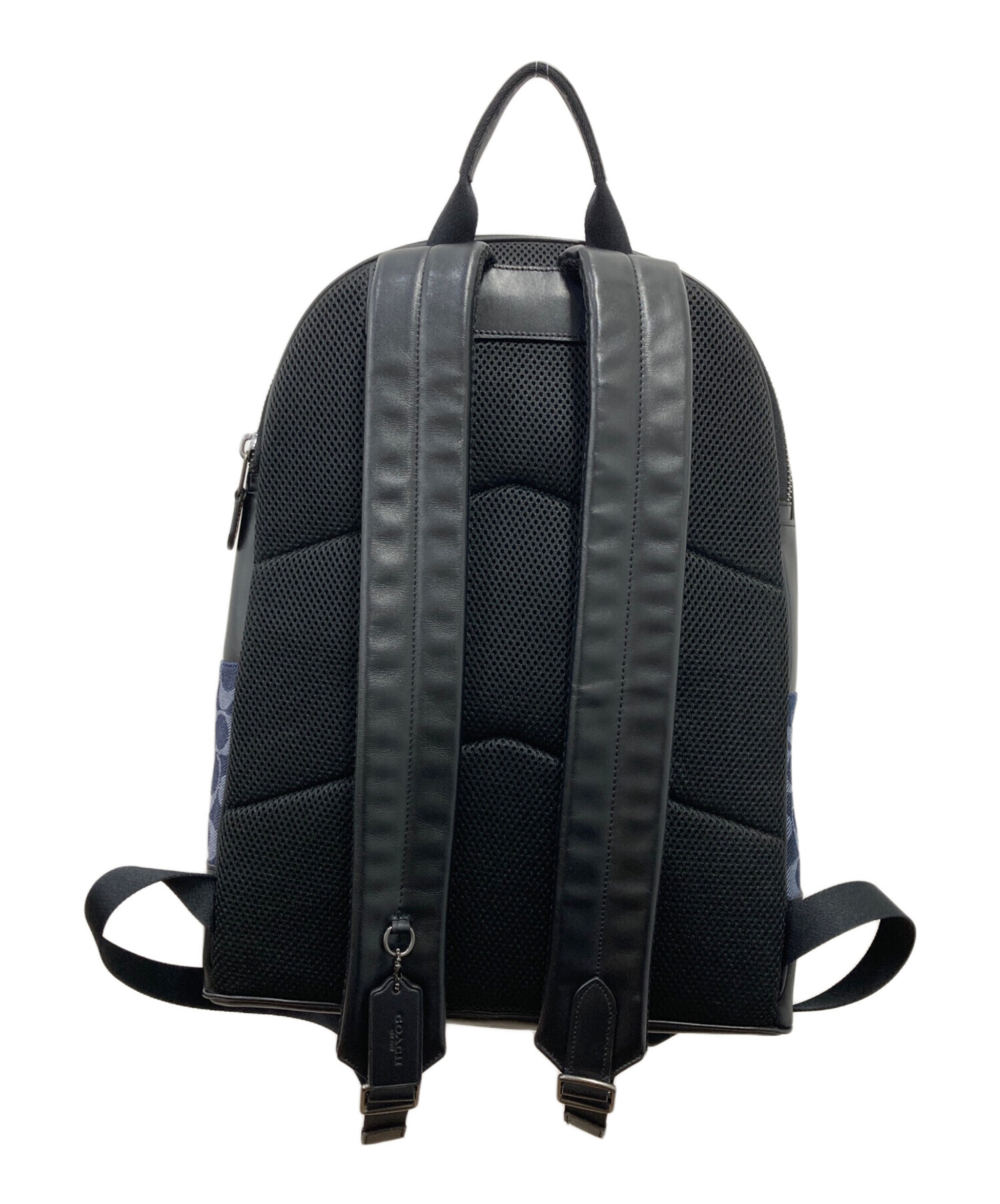 中古・古着通販】COACH (コーチ) シグネチャーレザーリュック ネイビー