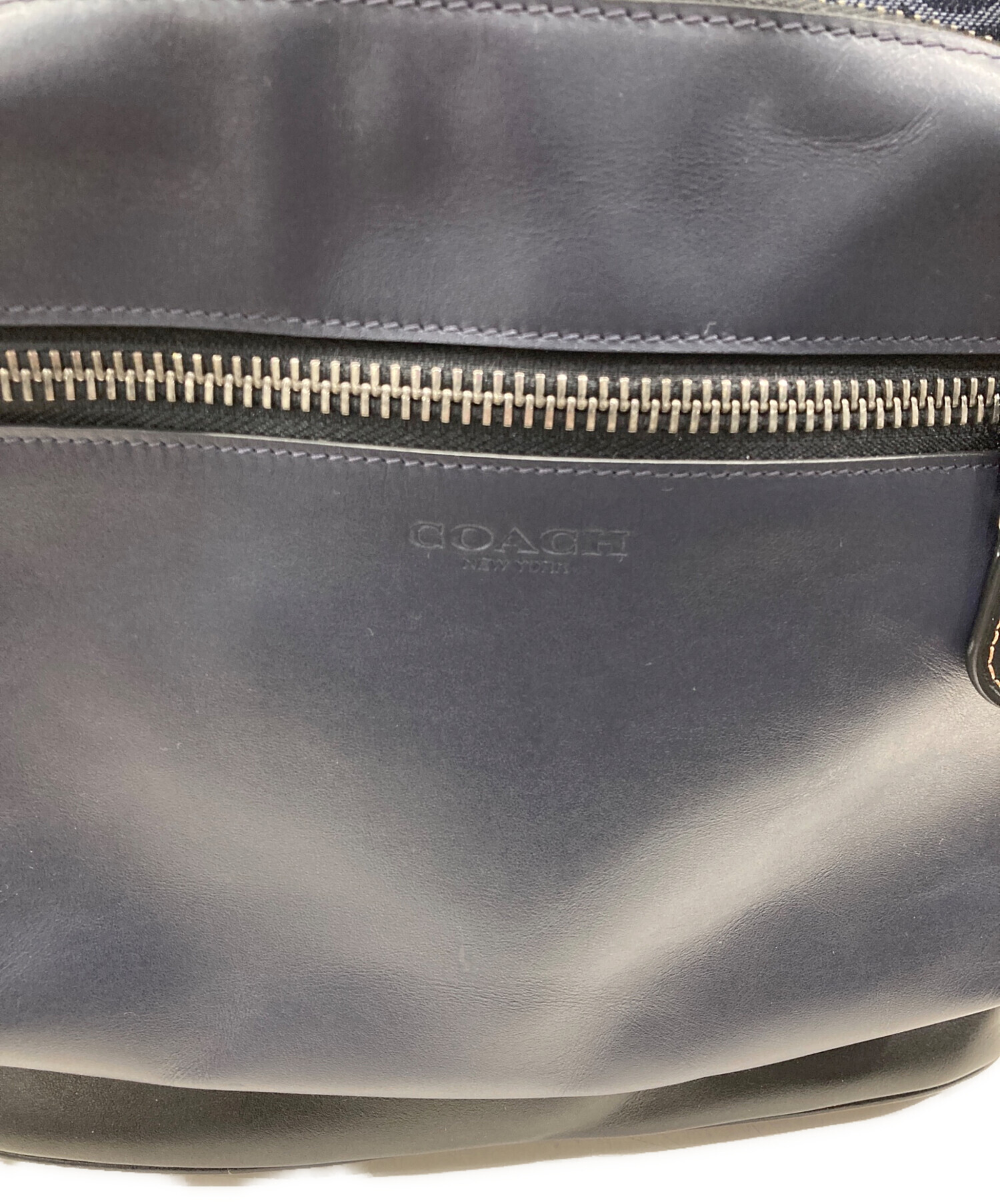 中古・古着通販】COACH (コーチ) シグネチャーレザーリュック ネイビー