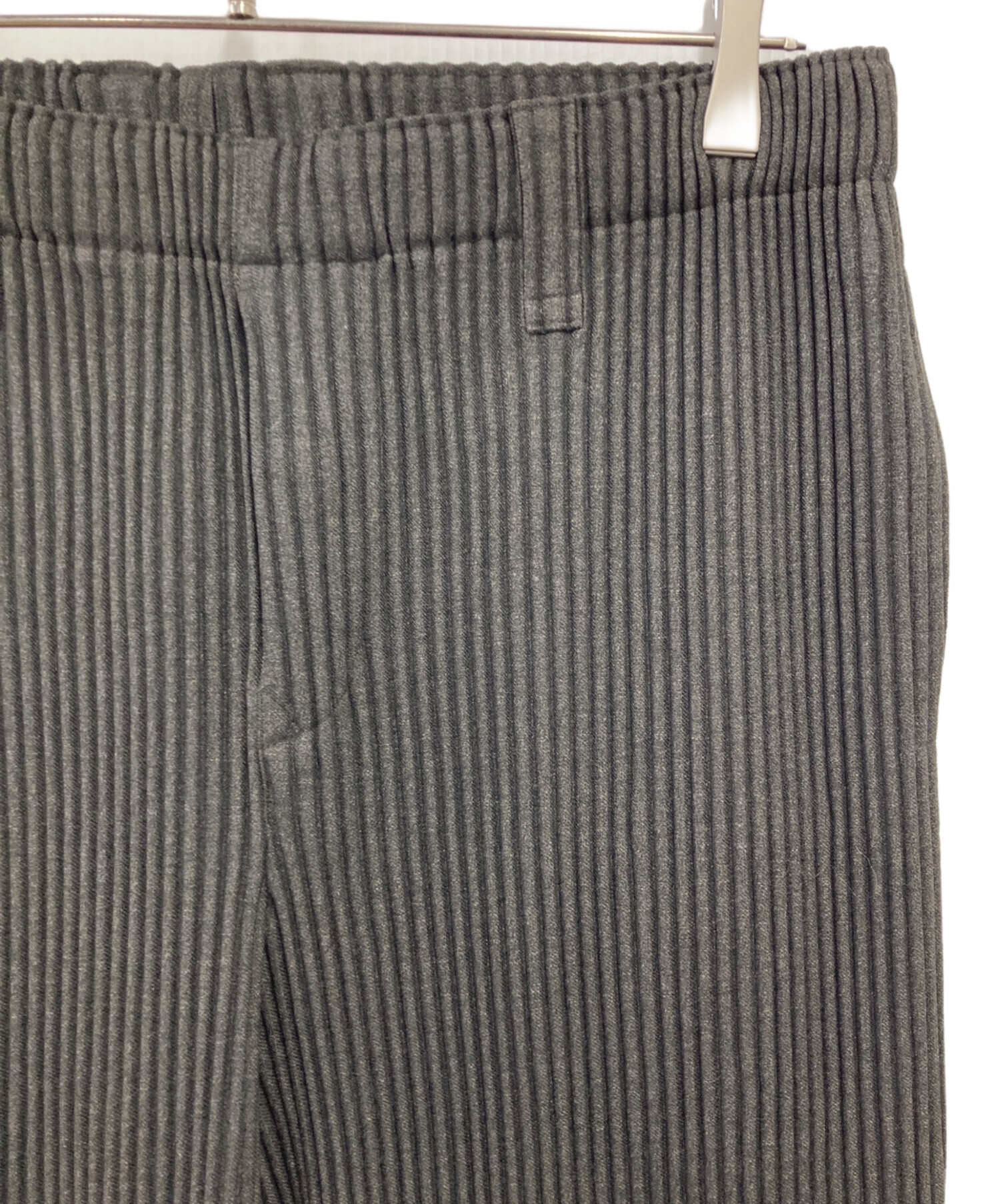 プリーツパンツ ライトグレー ベルトループ サイズ3 オムプリッセ