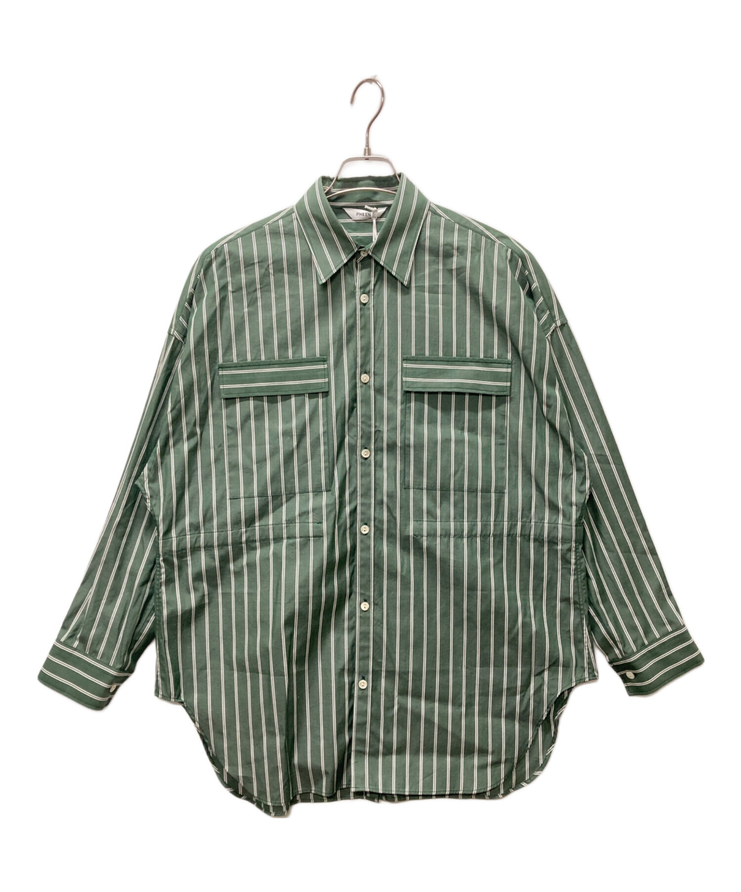 PHEENY フィーニー ブラウス F 茶x水色(ストライプ) 【古着】【中古】 中古・古着通販】PHEENY (フィーニー) standard over shirt