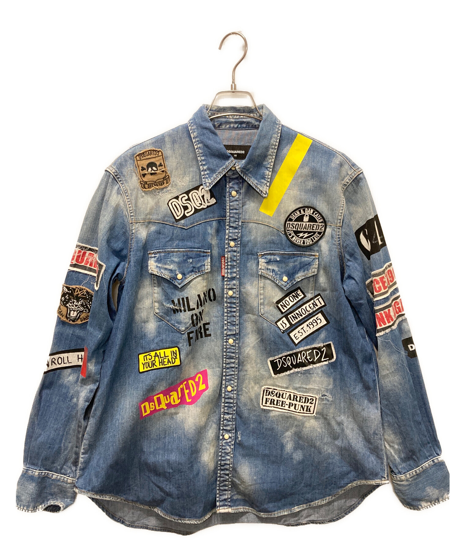 Dsquared ディースクエアード　デニムシャツ　44 中古・古着通販】DSQUARED2 (ディースクエアード) パッチデニムシャツ
