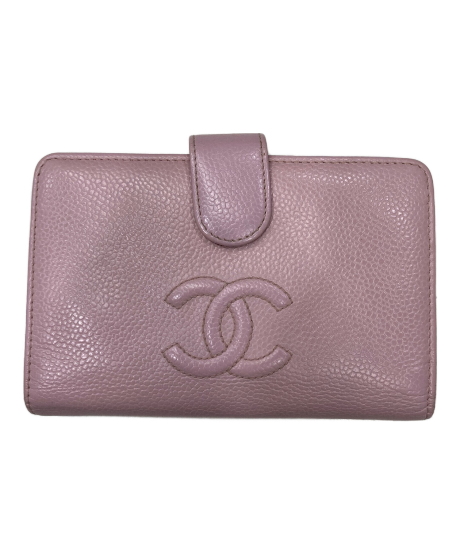 中古・古着通販】CHANEL (シャネル) キャビアスキン 2つ折り財布 