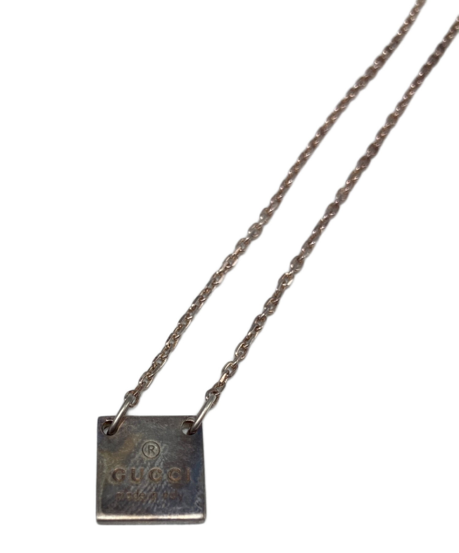 中古・古着通販】GUCCI (グッチ) スクエアプレートネックレス シルバー