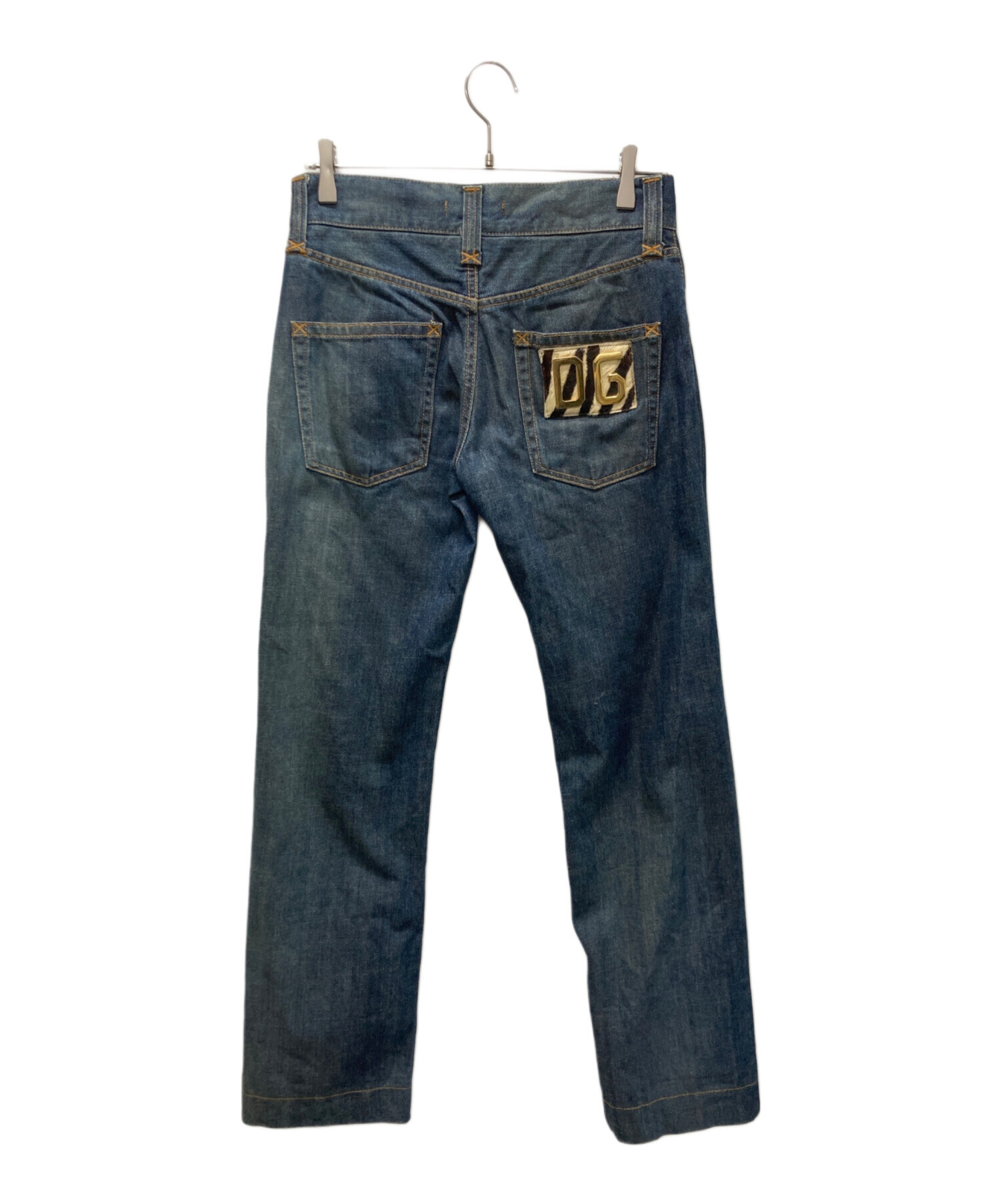 ドルチェ＆ガッバーナ 14CLASSIC本革ロゴプレートデニムパンツブラック52 中古・古着通販】DOLCE & GABBANA (ドルチェ＆ガッバーナ) 14CLASSIC