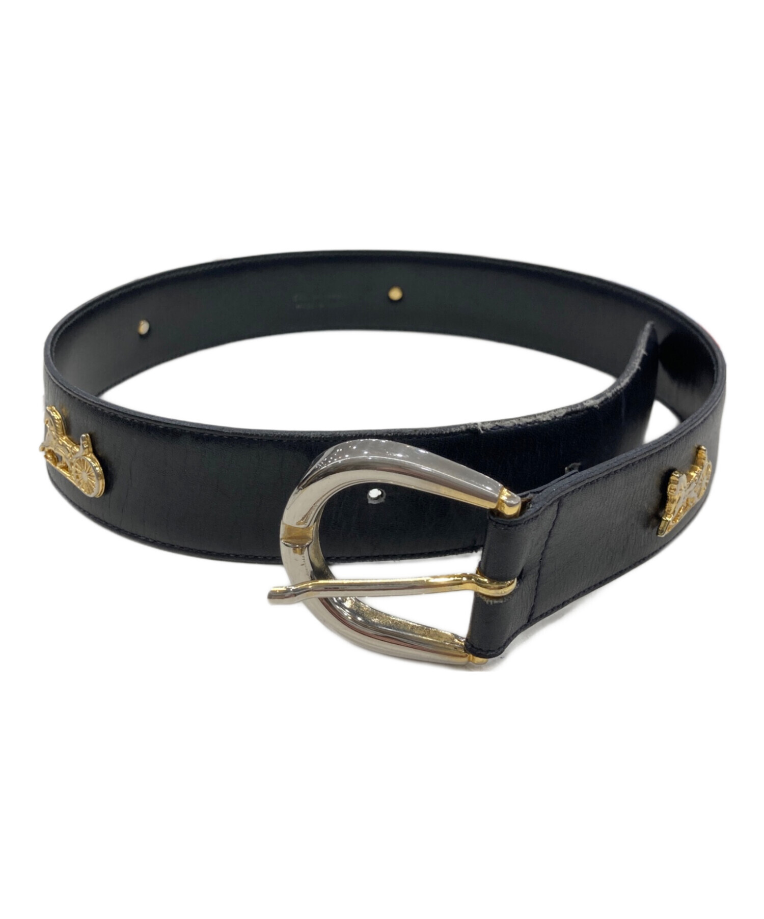 中古・古着通販】CELINE (セリーヌ) 馬車金具レザーベルト ブラック