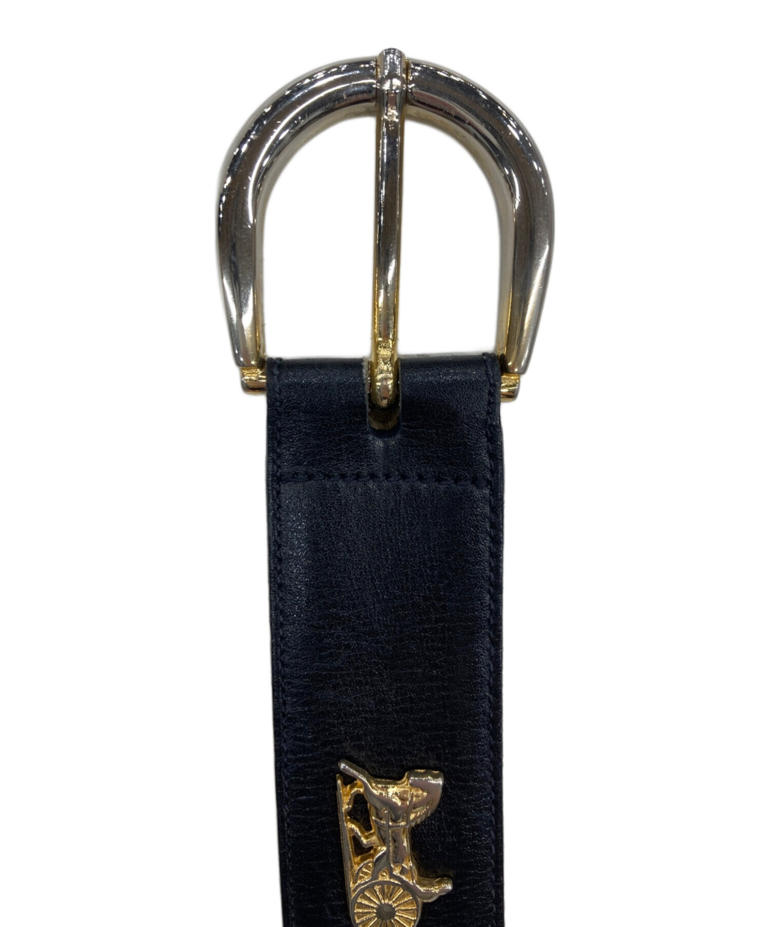 中古・古着通販】CELINE (セリーヌ) 馬車金具レザーベルト ブラック