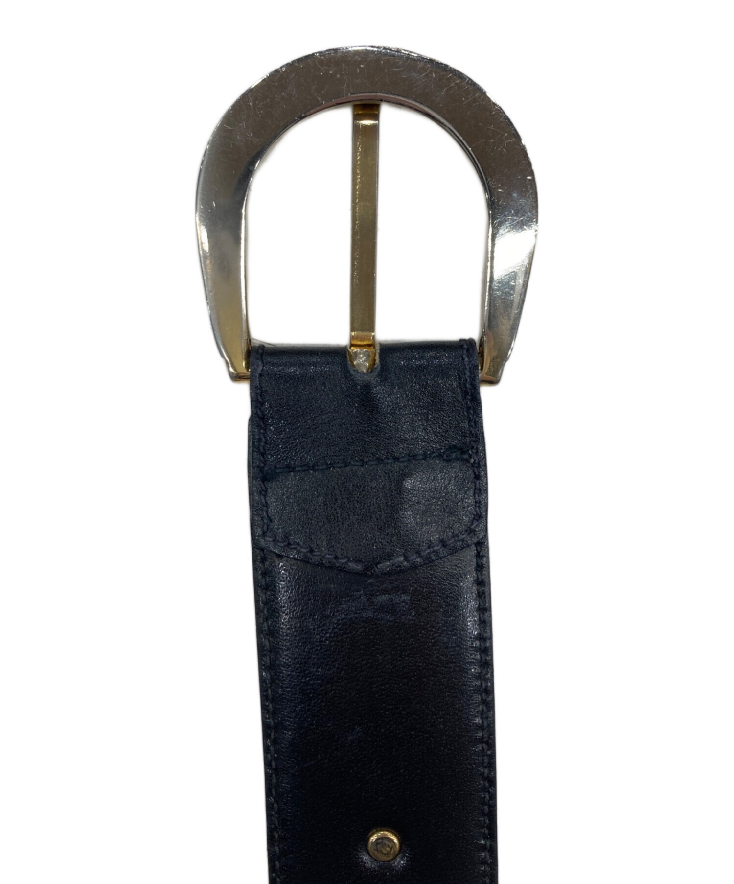 中古・古着通販】CELINE (セリーヌ) 馬車金具レザーベルト ブラック 中古・古着通販】CELINE (セリーヌ) 馬車金具レザーベルト ブラック