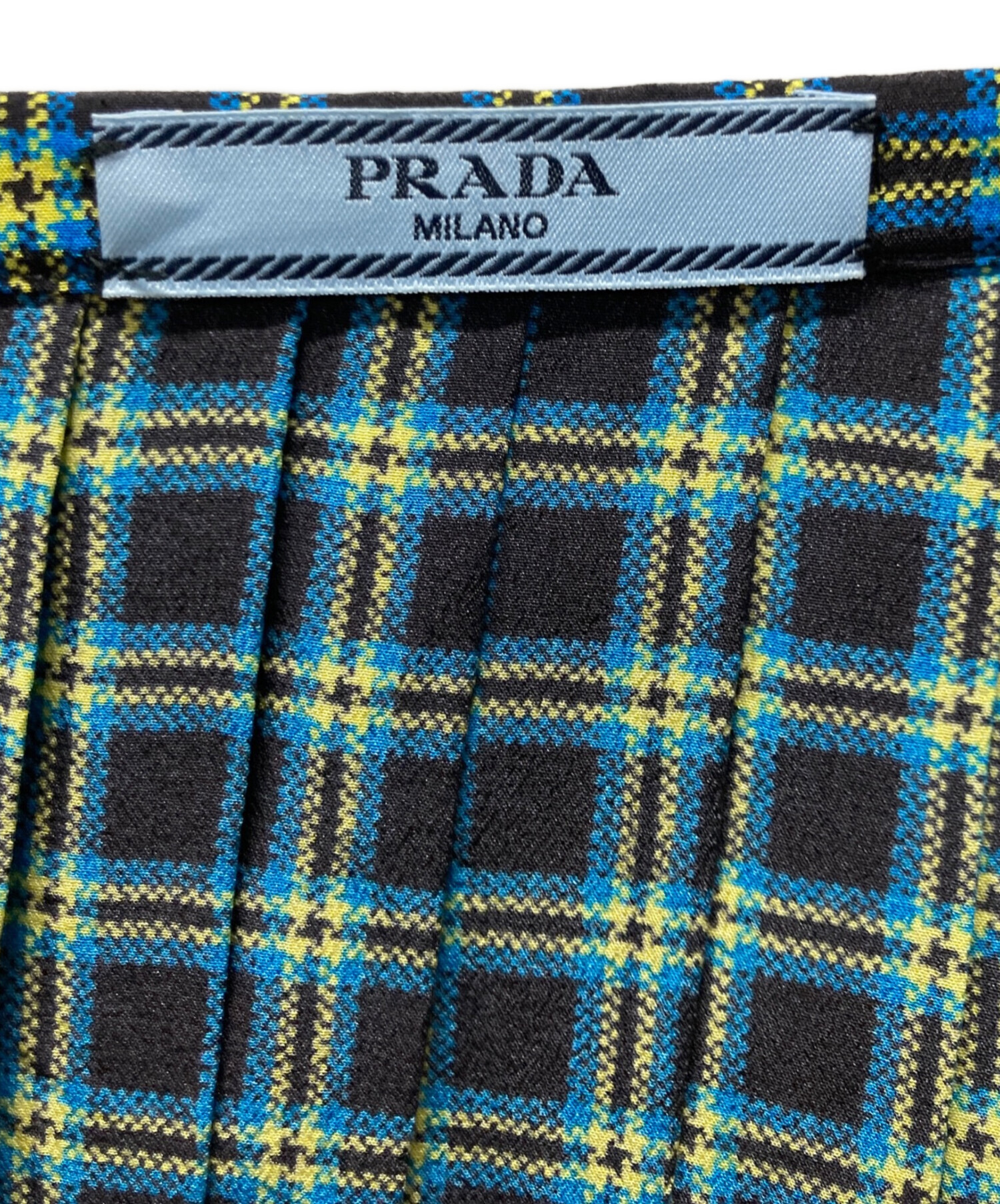 中古・古着通販】PRADA (プラダ) チェックプリーツスカート ブラック