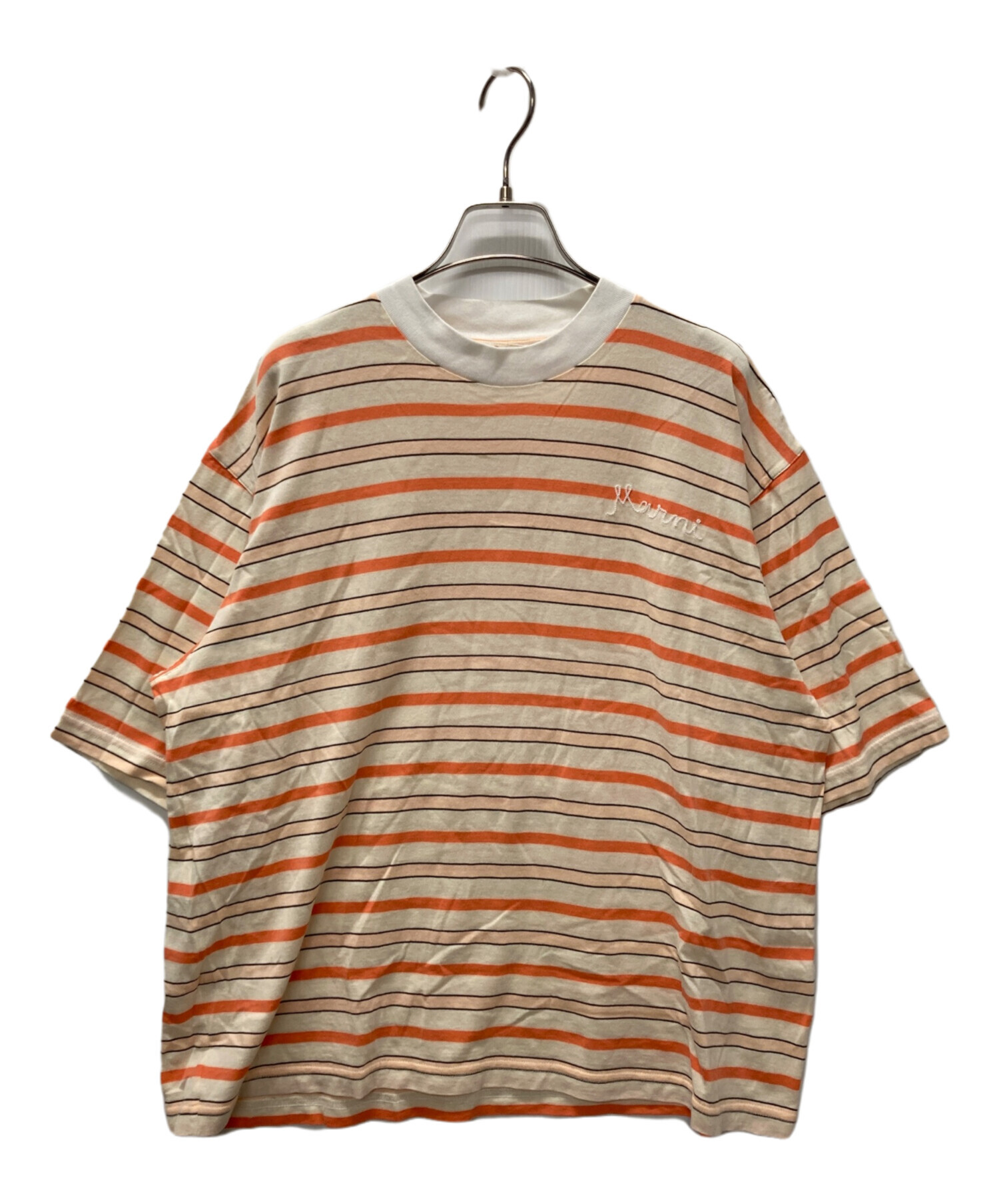 【新品未使用】MARNI　ユニセックス　Tシャツ 中古・古着通販】MARNI (マルニ) ワンポイントロゴ刺繍 ボーダー 半袖T