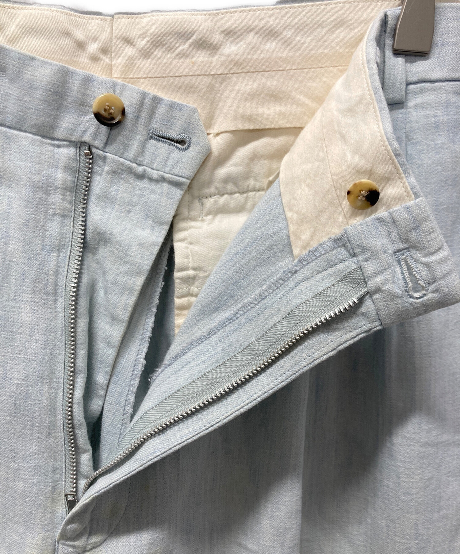 中古・古着通販】PAPAS (パパス) リネン混パンツ スカイブルー サイズ