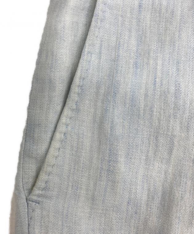 A19728 美品 パパス リネン100 タックトラウザーズパンツ 紺 46 中古・古着通販】PAPAS (パパス) リネン混パンツ スカイブルー サイズ
