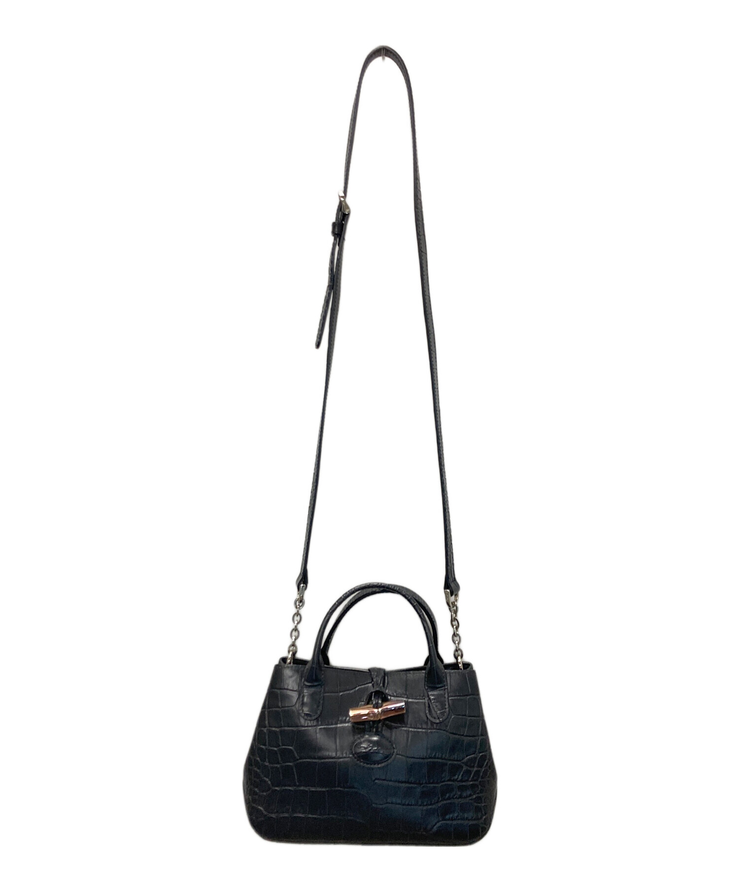 中古・古着通販】LONGCHAMP (ロンシャン) ロゾ/2WAY型押しハンドバッグ 