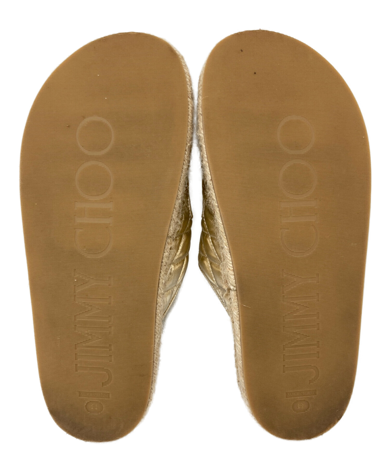 Jimmy choo ゴールド サンダル フラット 値下げ ジミーチュウ フラット