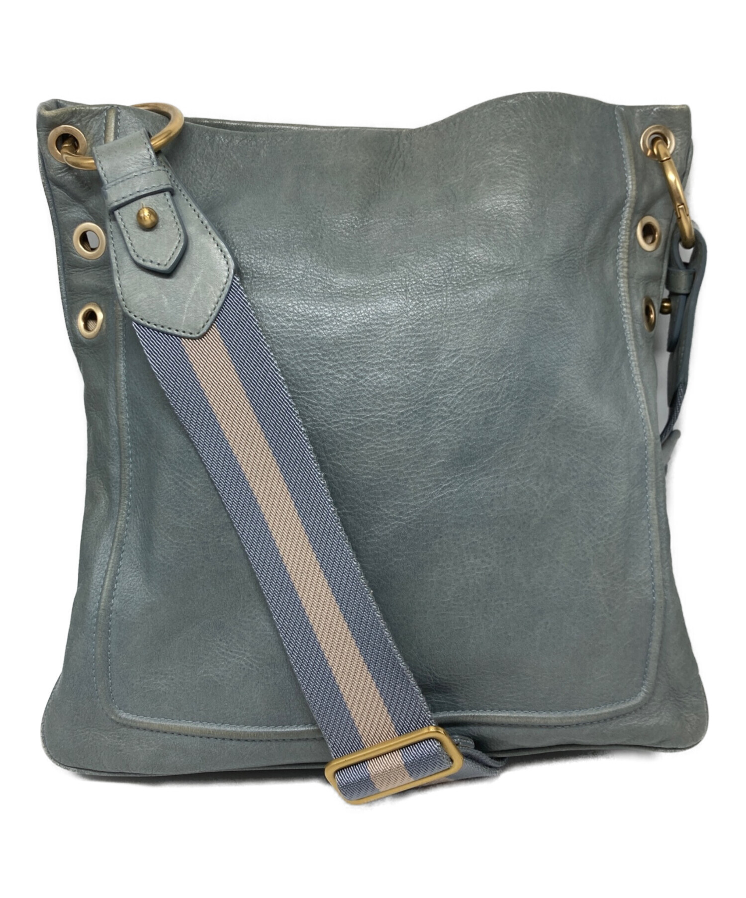 中古・古着通販】BALLY (バリー) レザーショルダーバッグ ブルー 