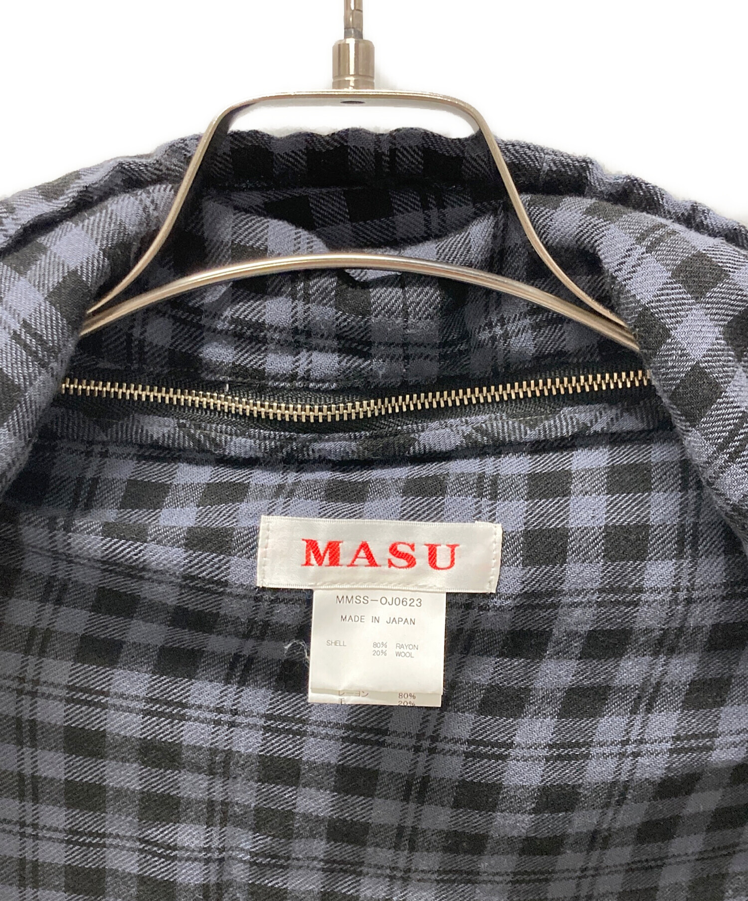 中古・古着通販】MASU (エムエーエスユー) PLAID HOOD SCARF グレー