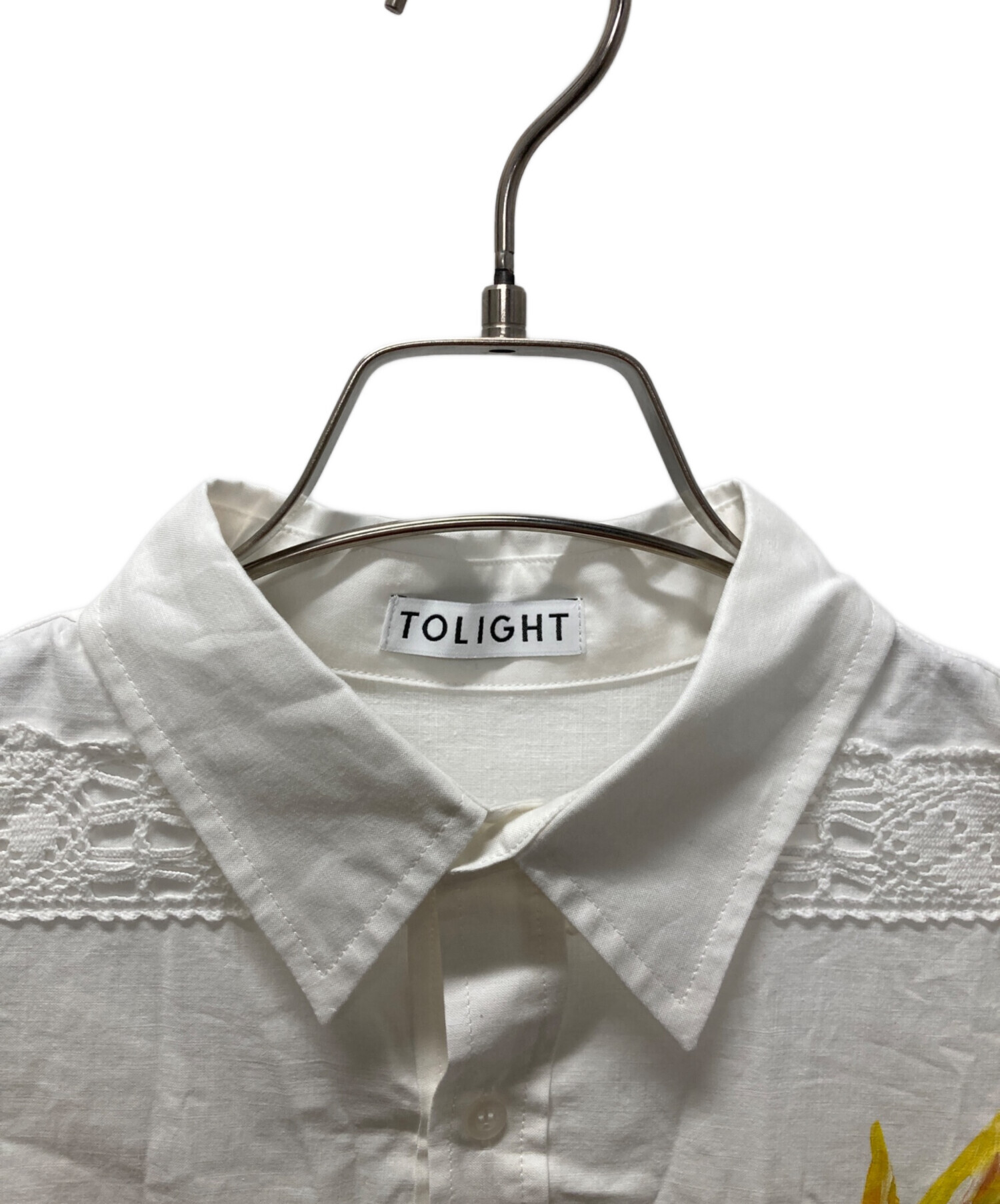 中古・古着通販】TOLIGHT (トライト) 花柄レースシャツ ホワイト 