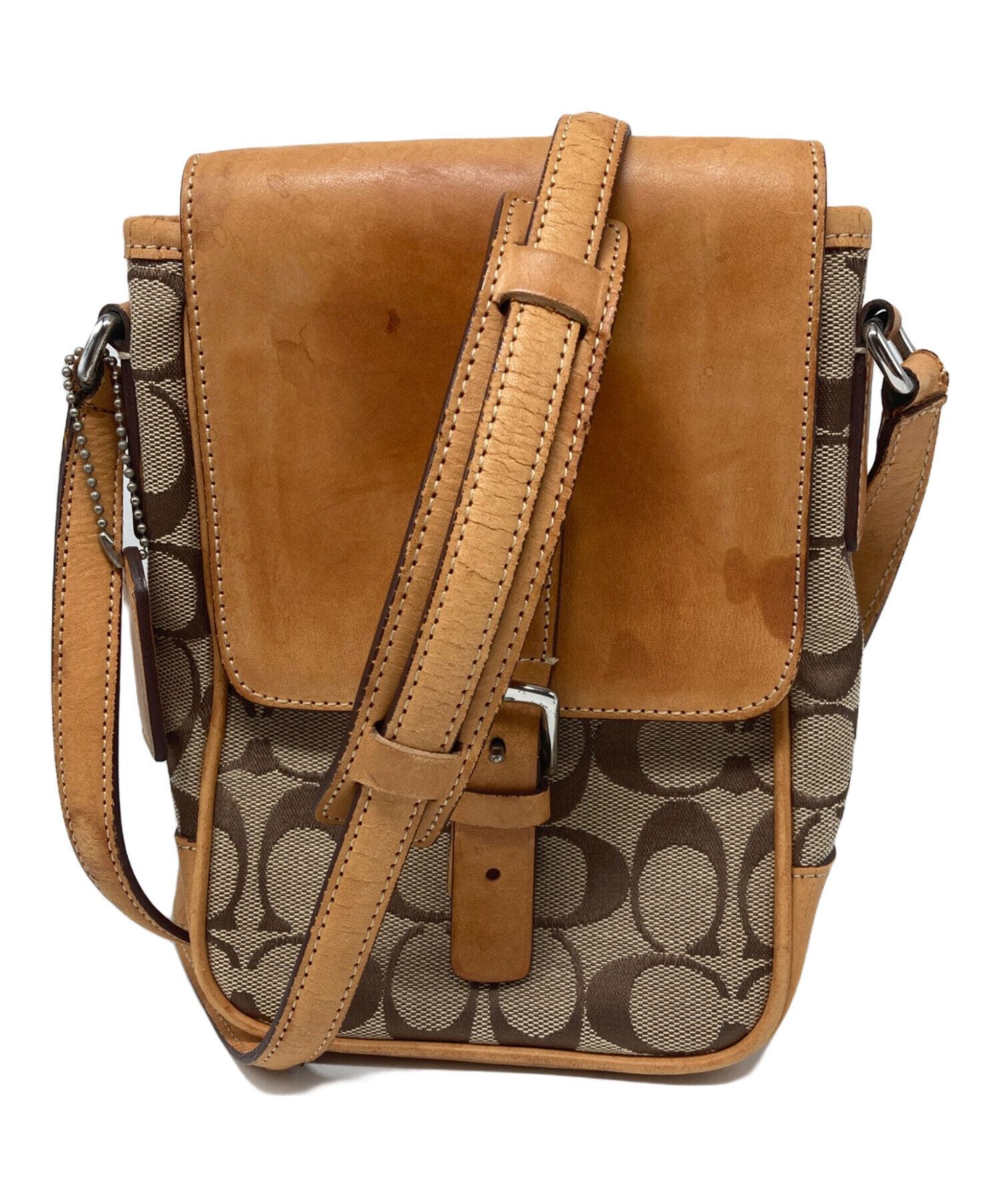 コーチ ベージュ レザー ショルダーバッグ 中古・古着通販】COACH (コーチ) ショルダーバッグ ベージュ｜ブランド