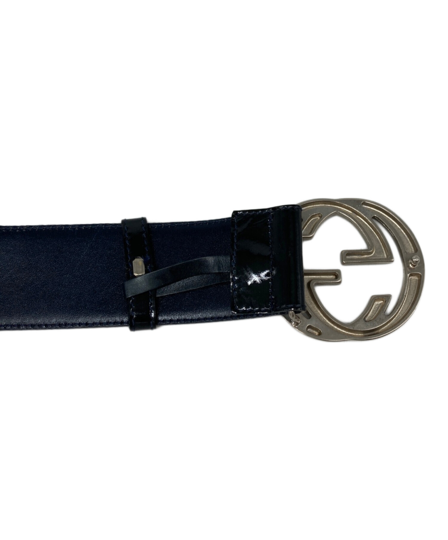 GUCCI GGバックル ベルト 黒 中古・古着通販】GUCCI (グッチ) GGバックル パテントレザーベルト